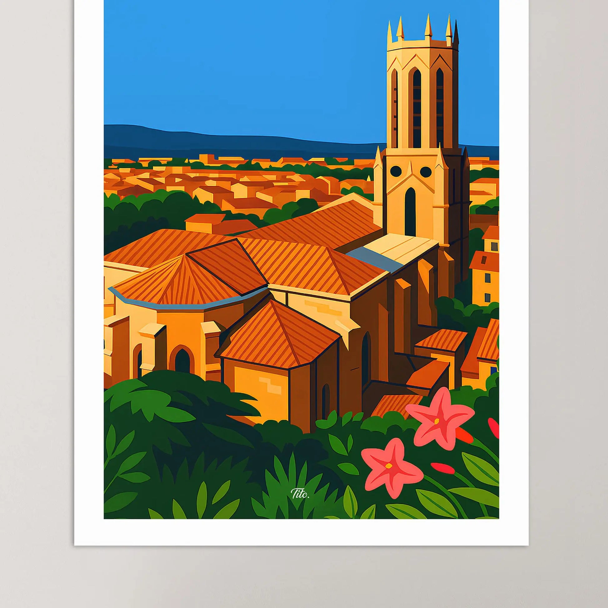 Affiche Aix-en-Provence - Poster vintage, impression artistique murale