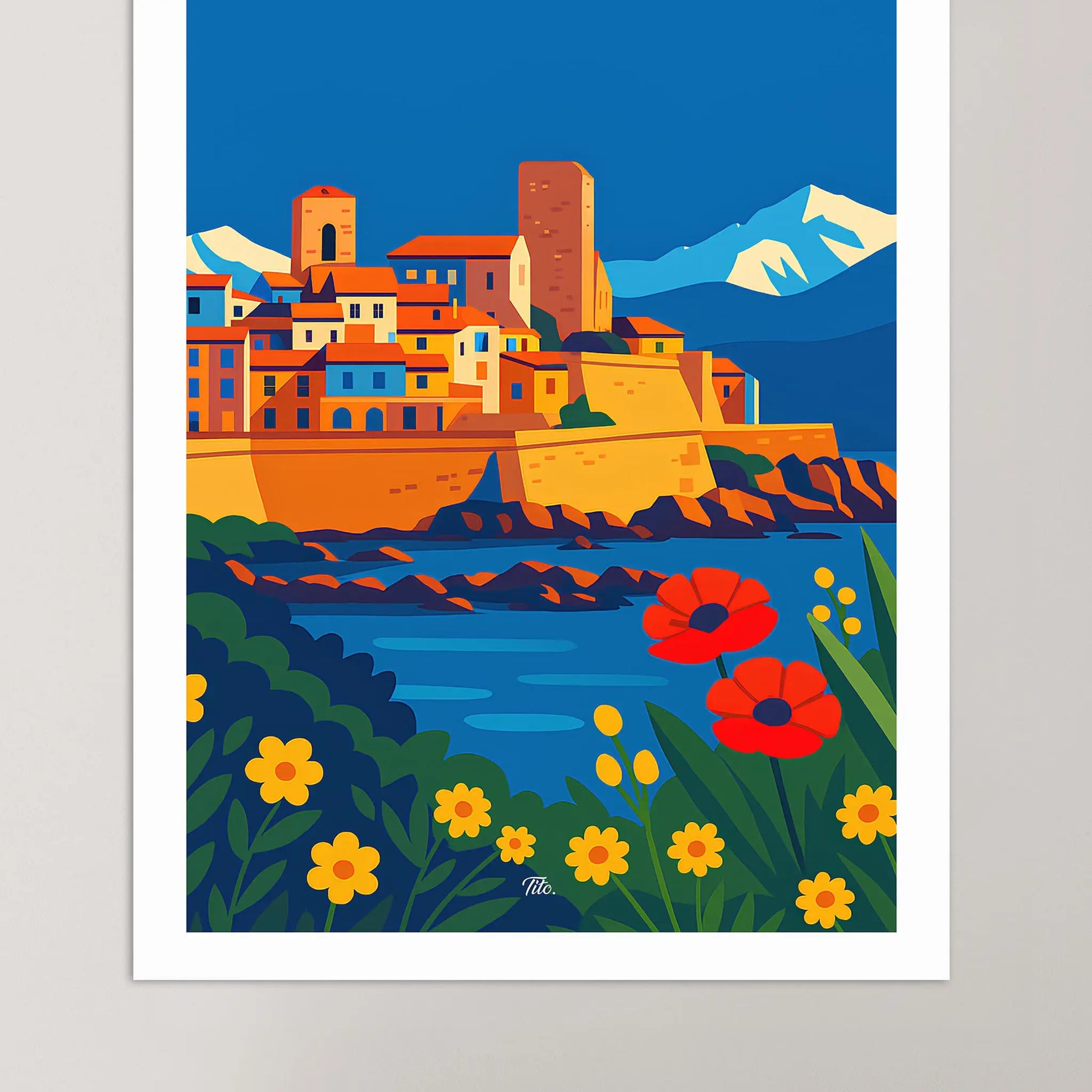 Affiche Antibes - Poster vintage, impression artistique murale