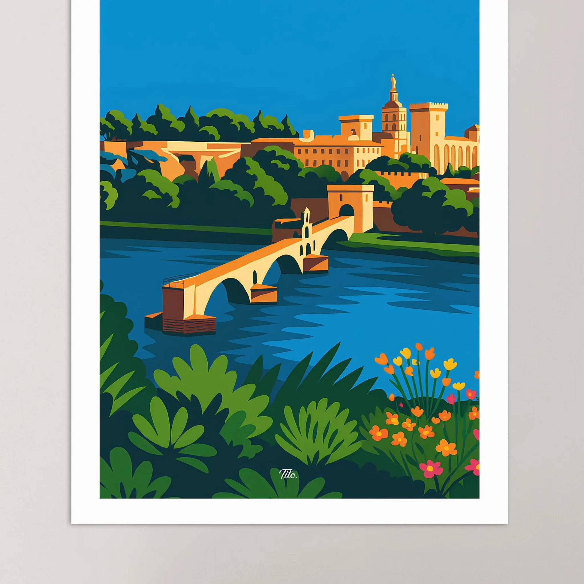 Affiche Avignon - Poster vintage, impression artistique murale