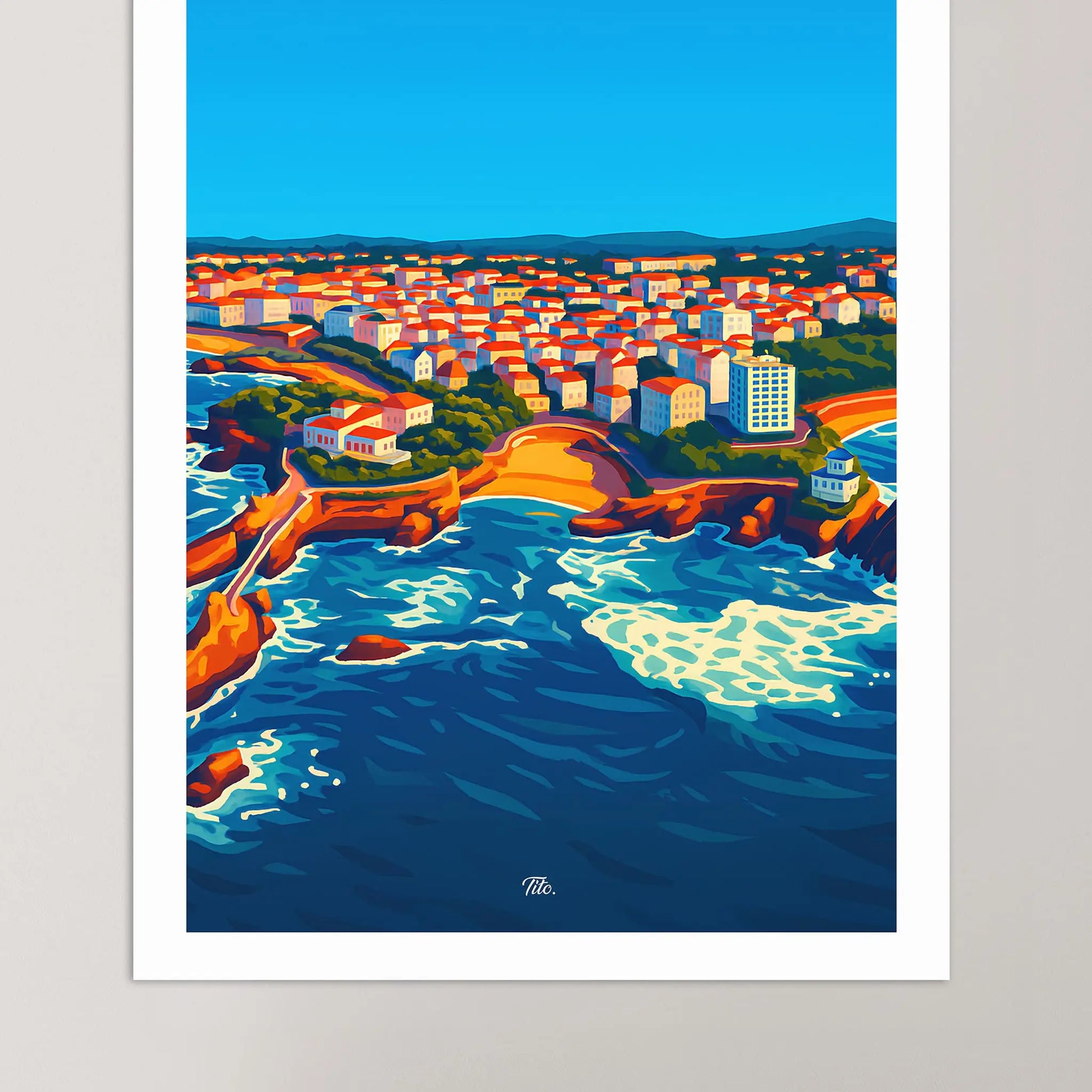 Affiche Biarritz - Poster vintage, impression artistique murale