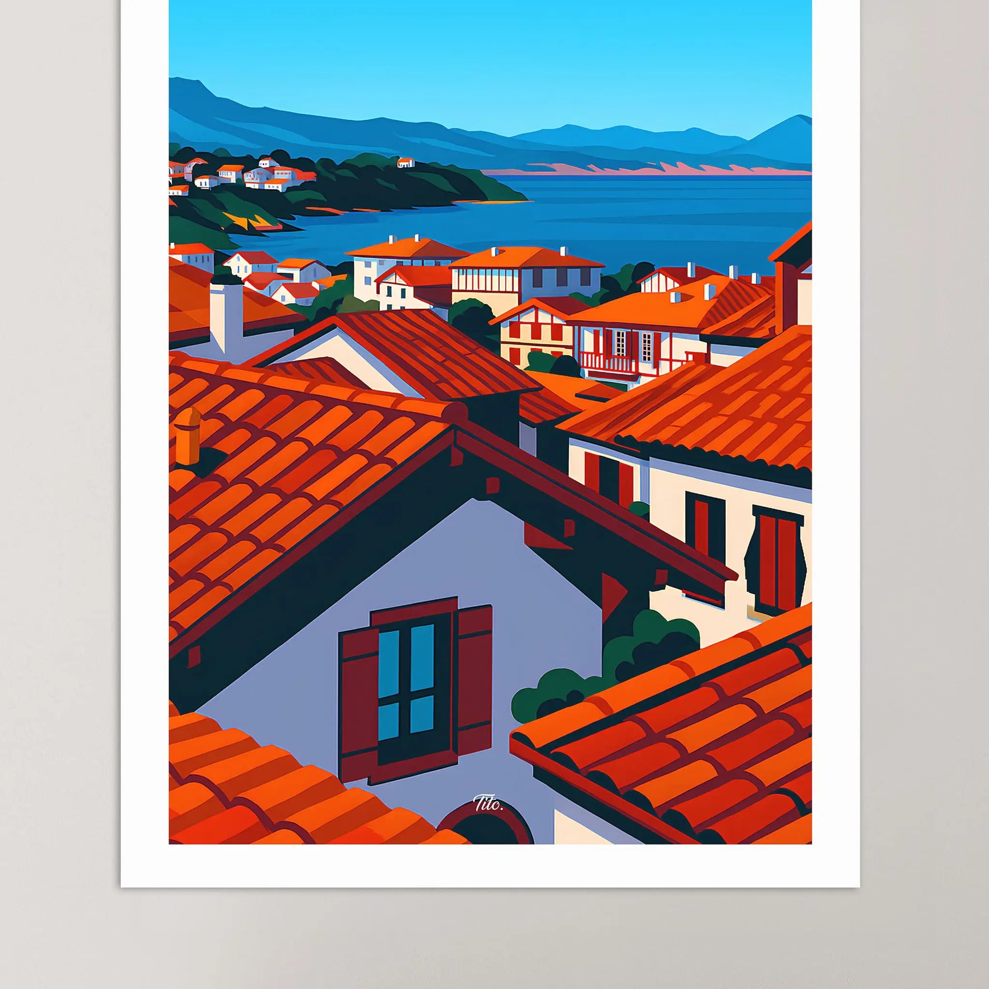 Affiche Bidart - Poster vintage, impression artistique murale