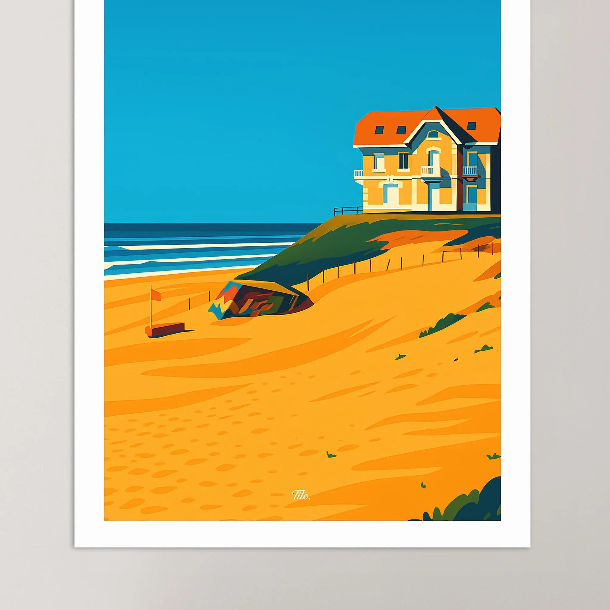 Affiche Biscarrosse - Poster vintage, impression artistique murale