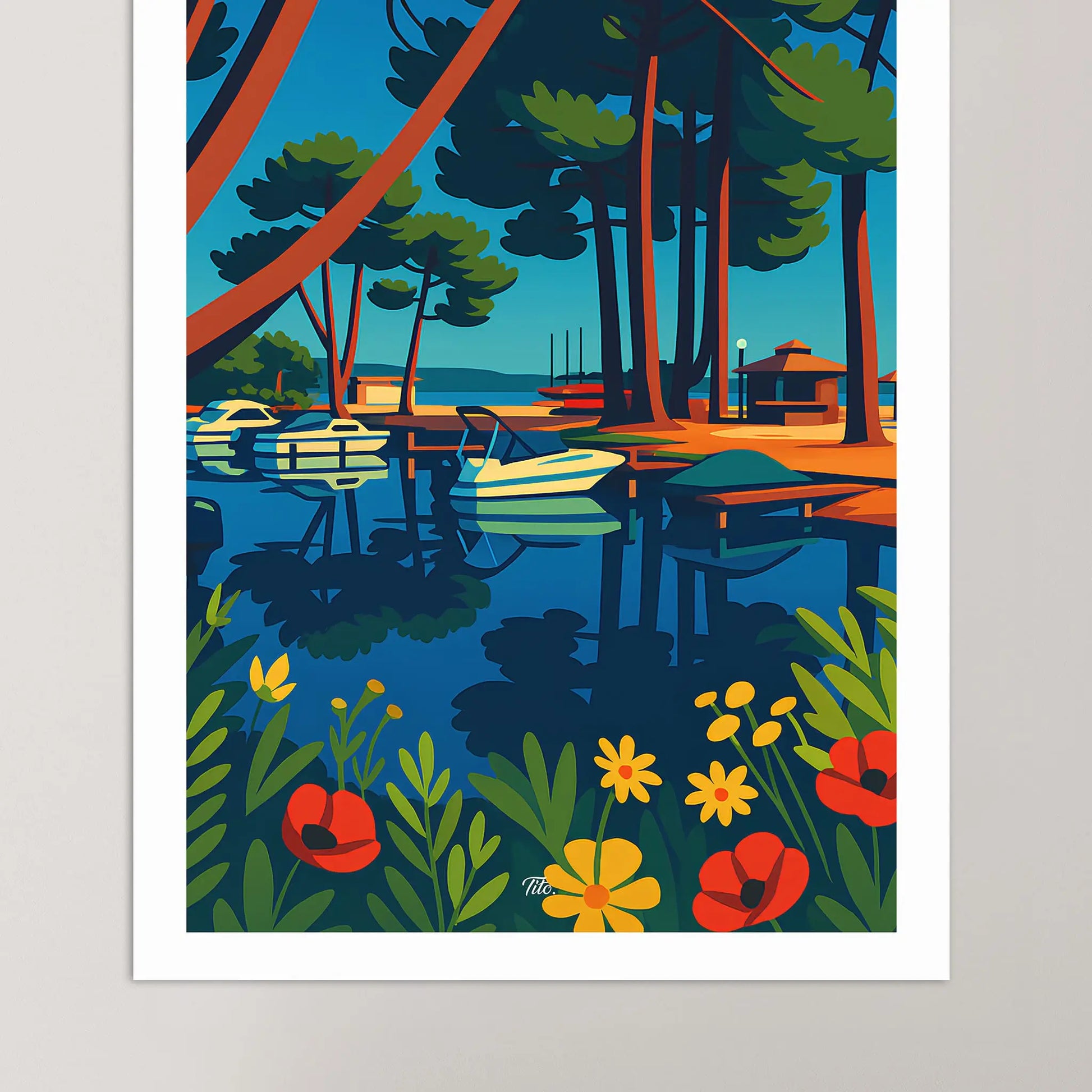 Affiche Biscarrosse - Poster vintage, impression artistique murale