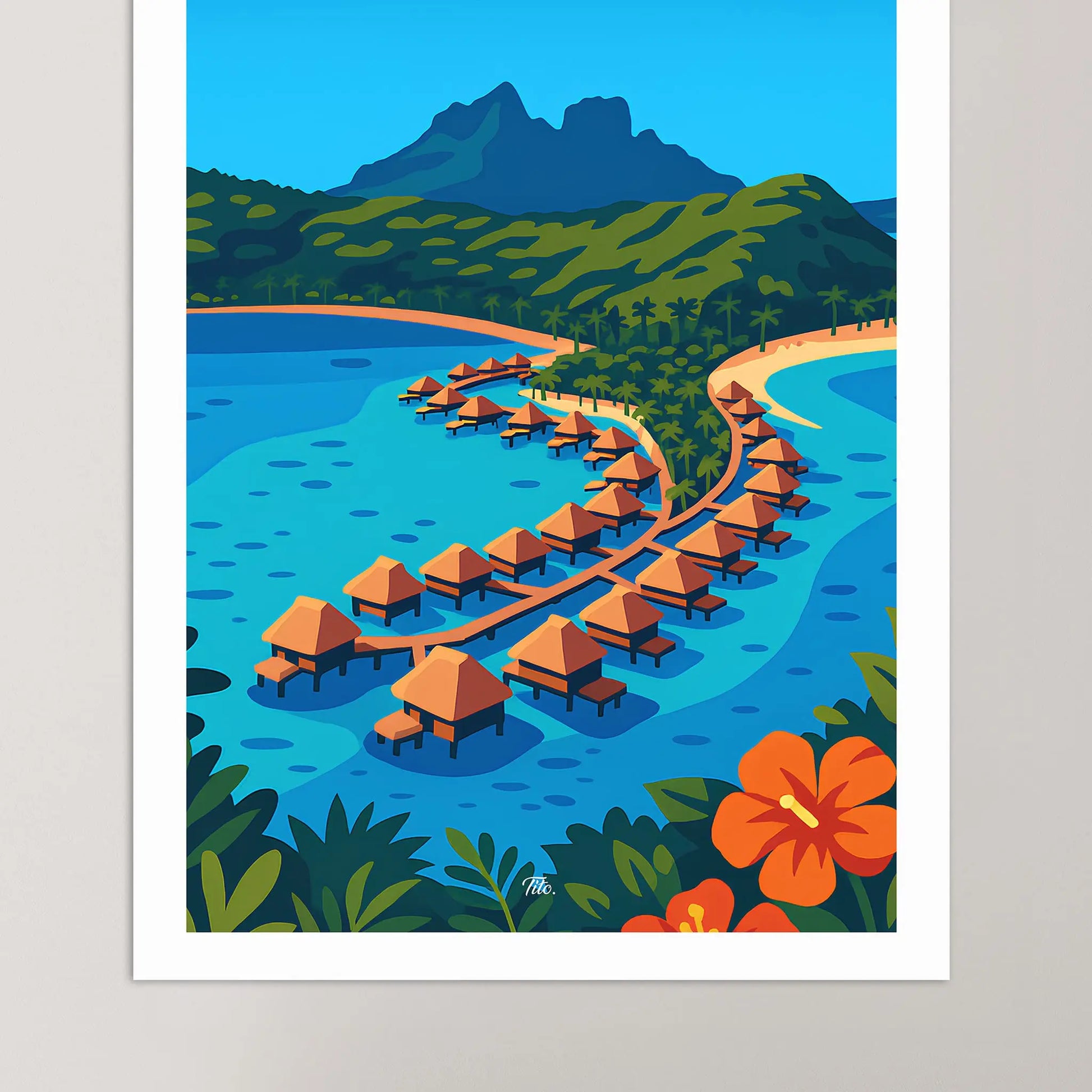 Affiche Bora-Bora - Poster vintage, impression artistique murale