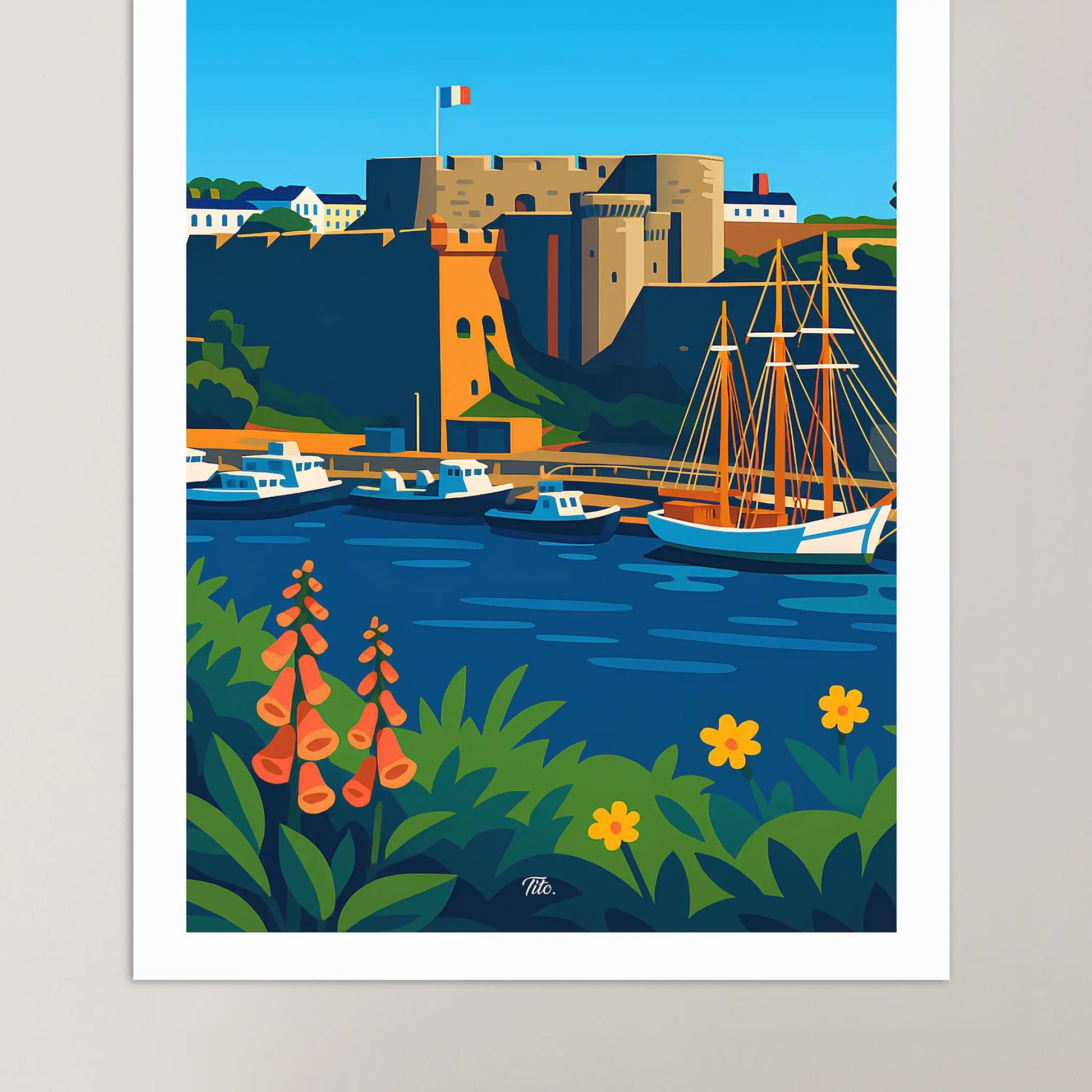 Affiche Brest - Poster vintage, impression artistique murale