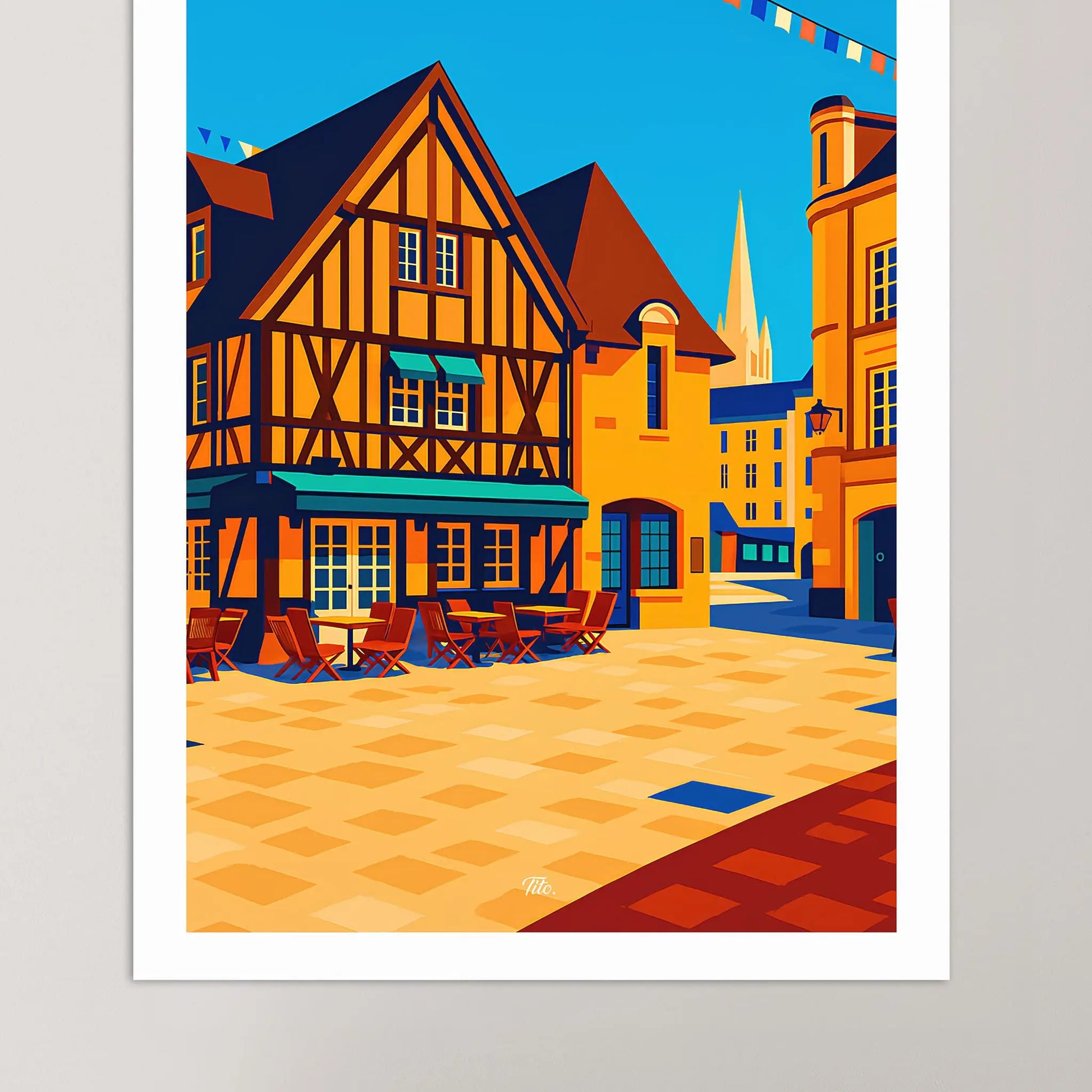 Affiche Caen - Poster vintage, impression artistique murale