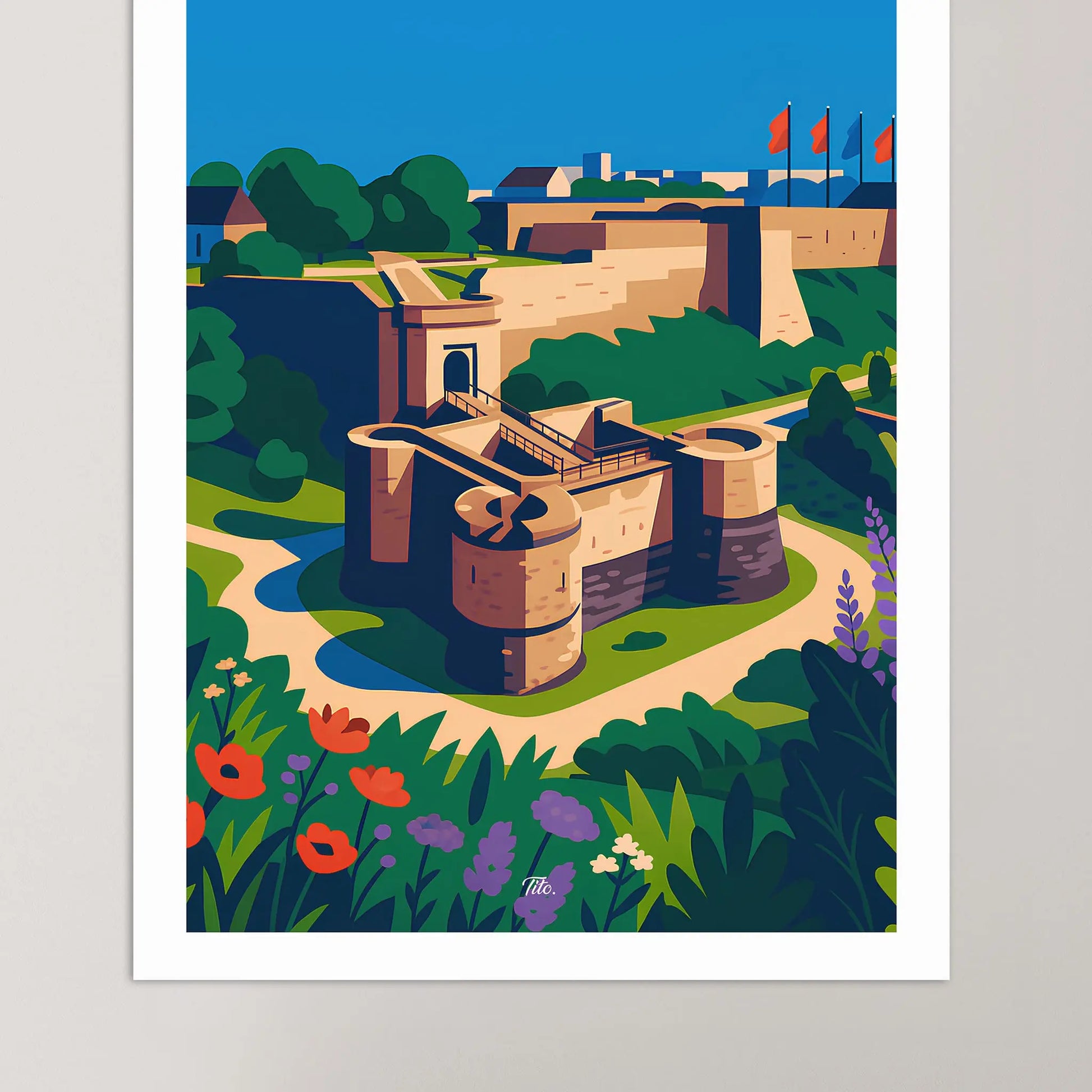 Affiche Caen - Poster vintage, impression artistique murale