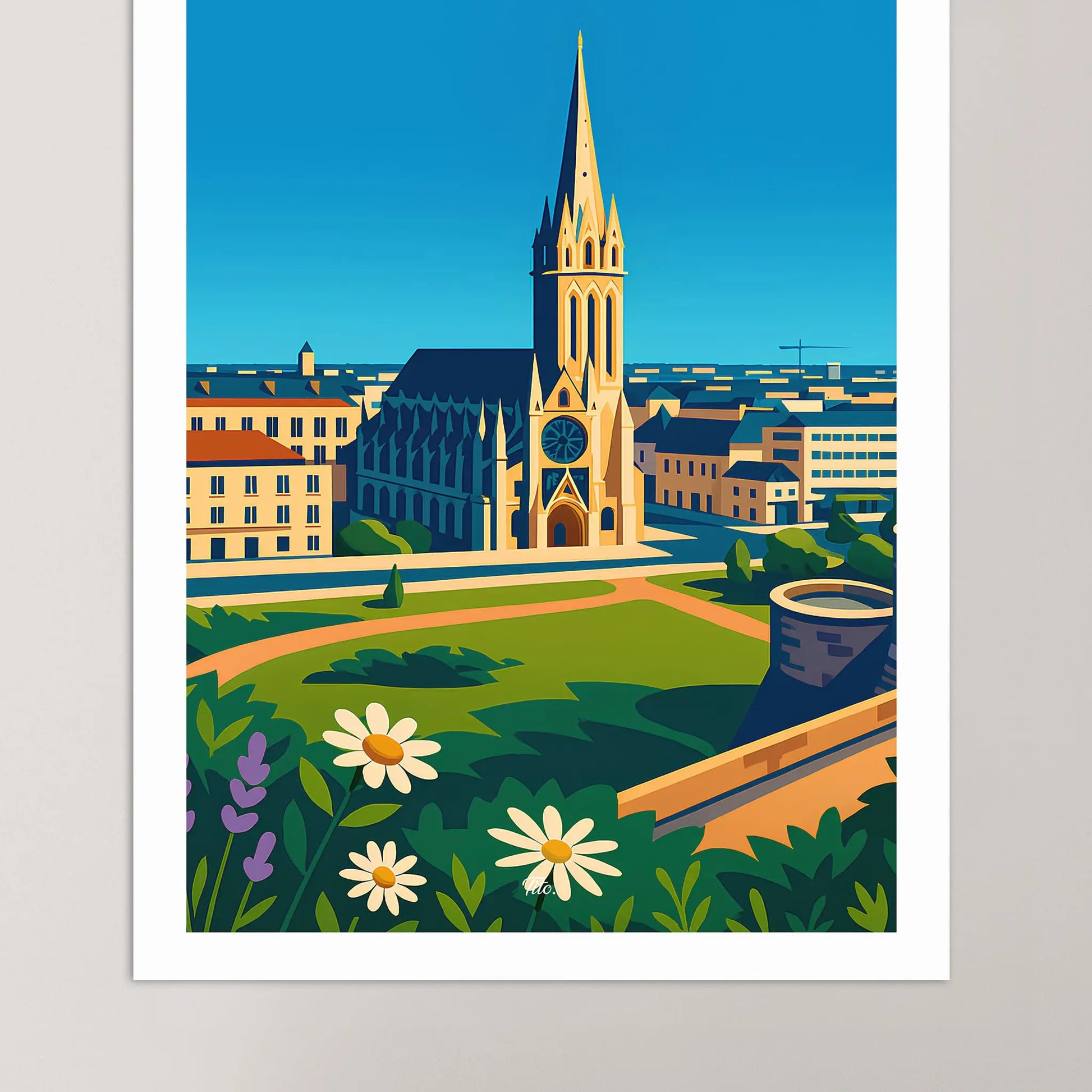 Affiche Caen - Poster vintage, impression artistique murale