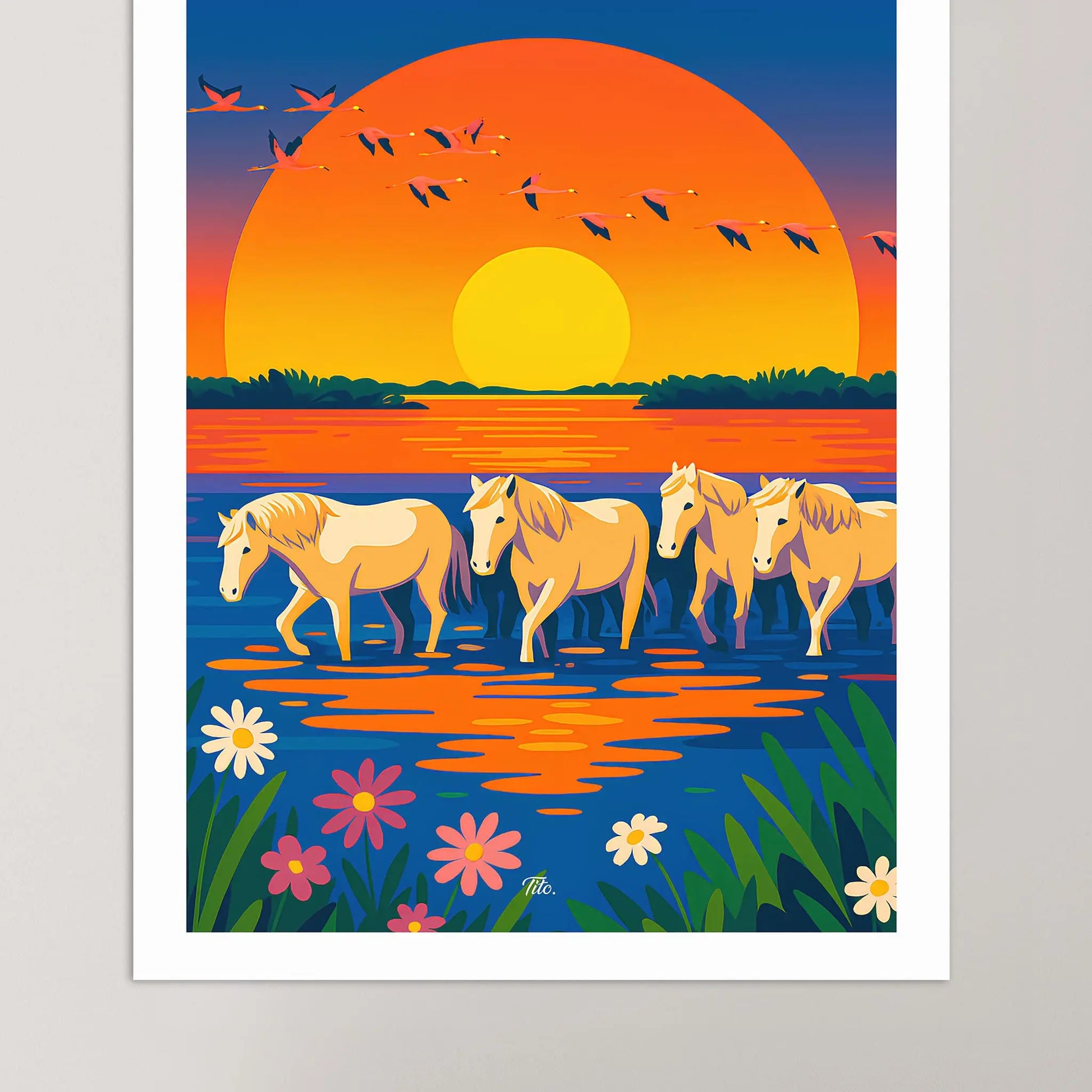 Affiche Camargue - Poster vintage, impression artistique murale