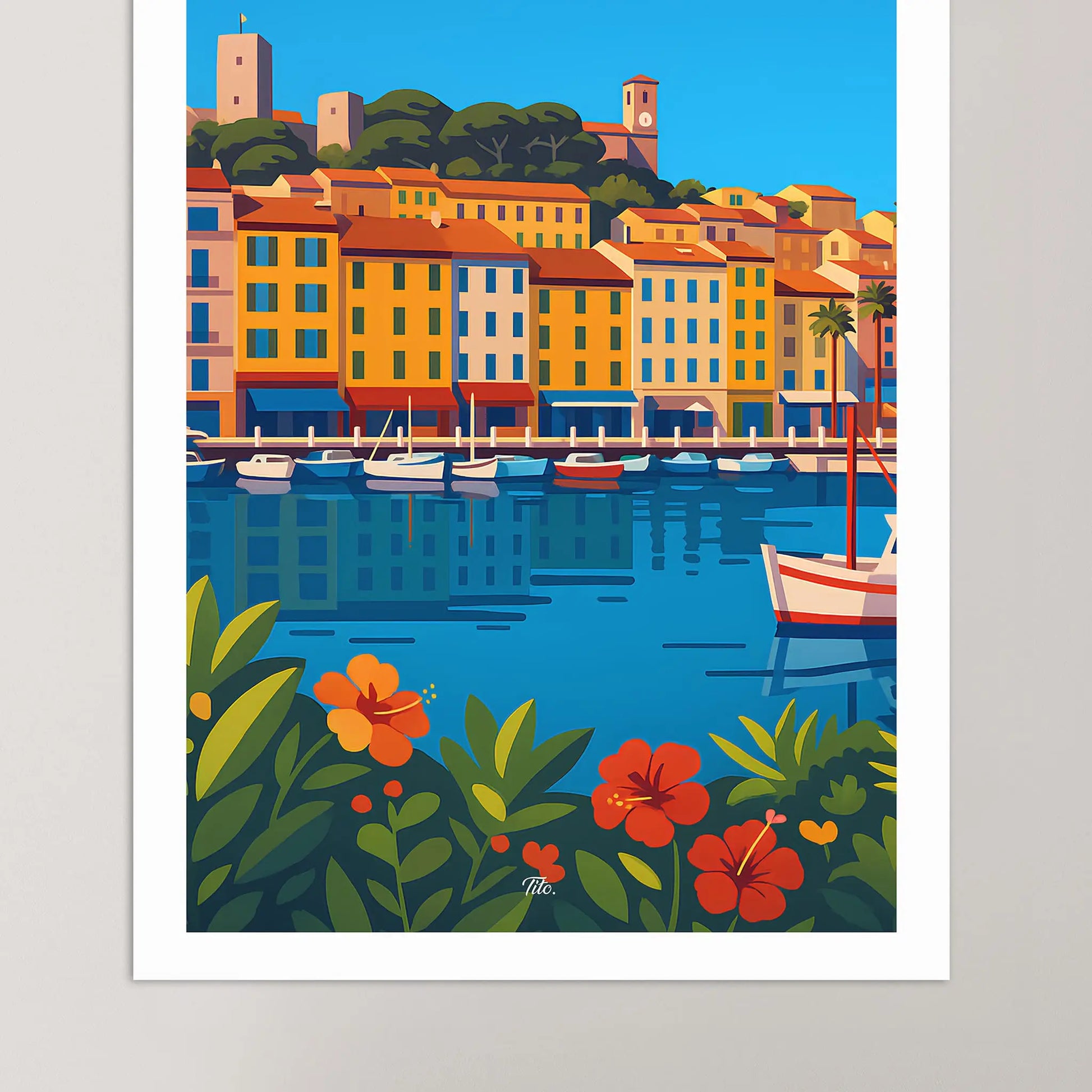 Affiche Cannes - Poster vintage, impression artistique murale