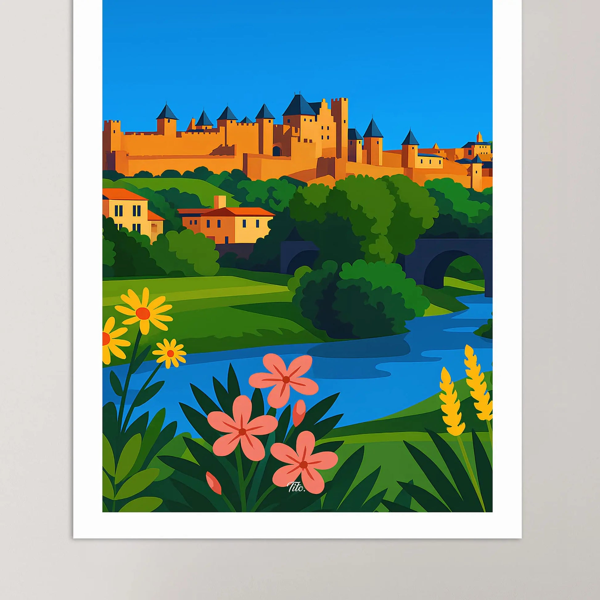 Affiche Carcassonne - Poster vintage, impression artistique murale
