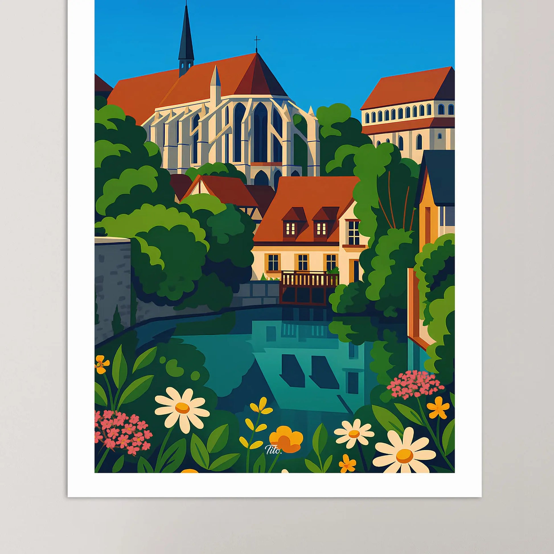 Affiche Chartres - Poster vintage, impression artistique murale