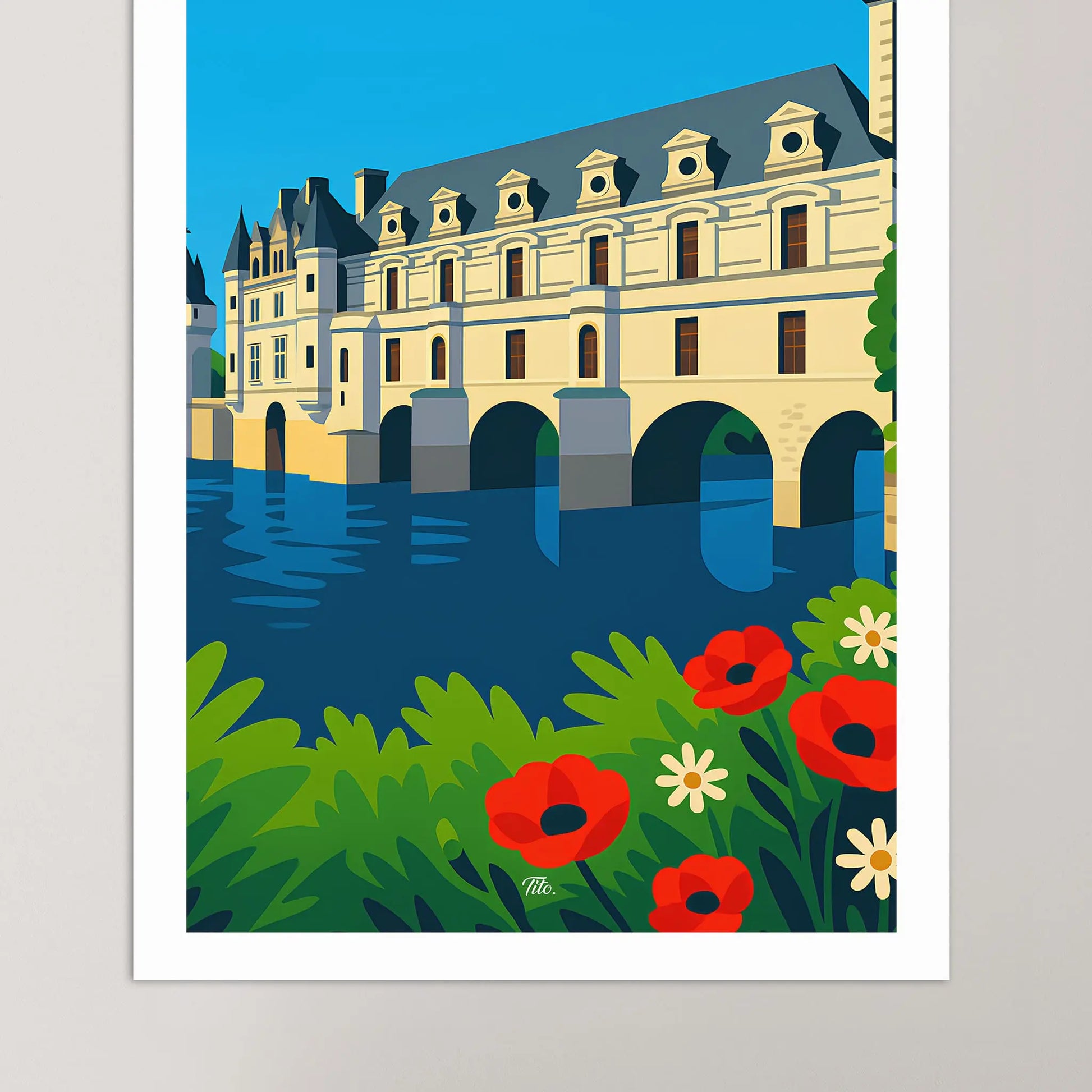 Affiche Chenonceaux - Poster vintage, impression artistique murale