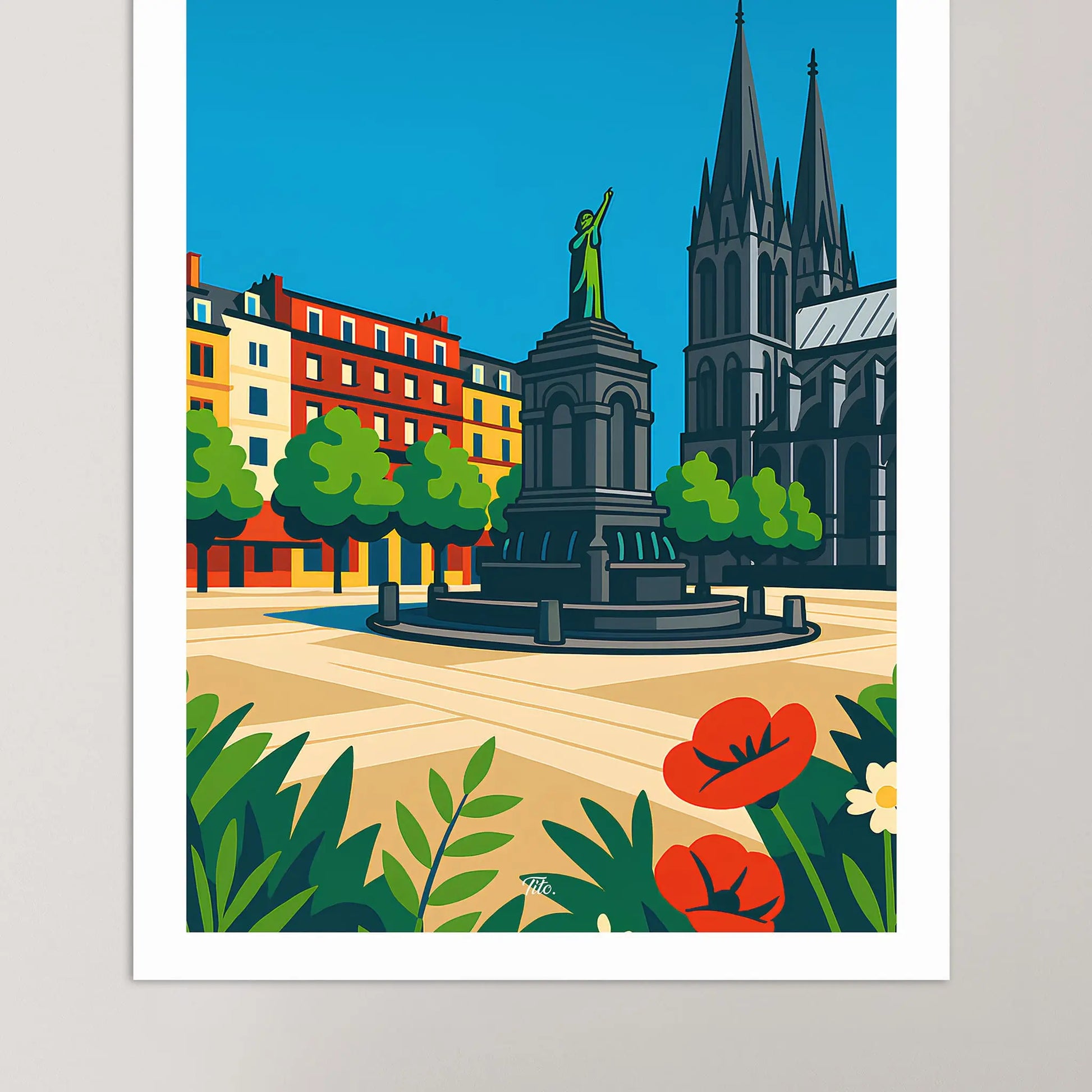 Affiche Clermont-Ferrand - Poster vintage, impression artistique murale
