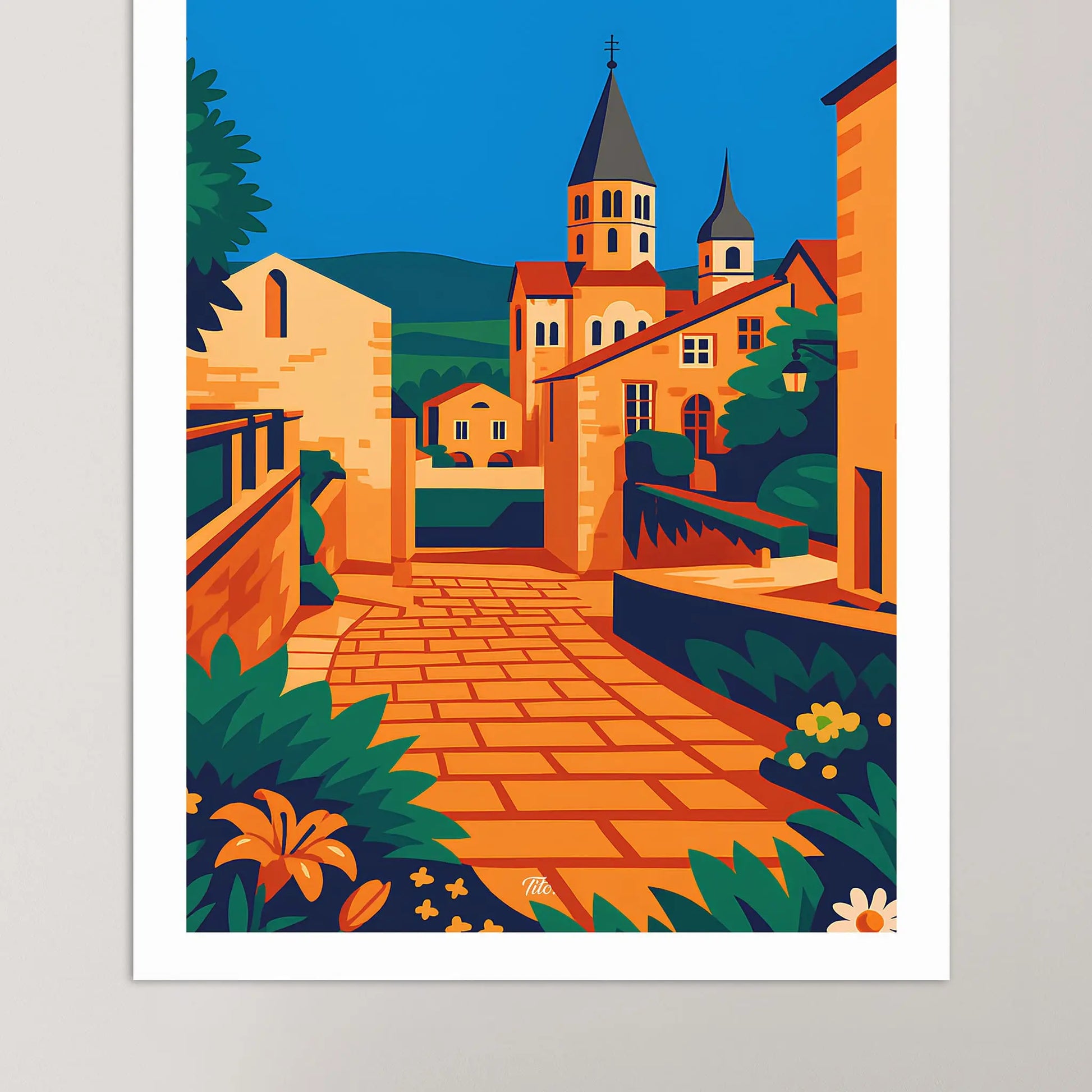 Affiche Cluny - Poster vintage, impression artistique murale