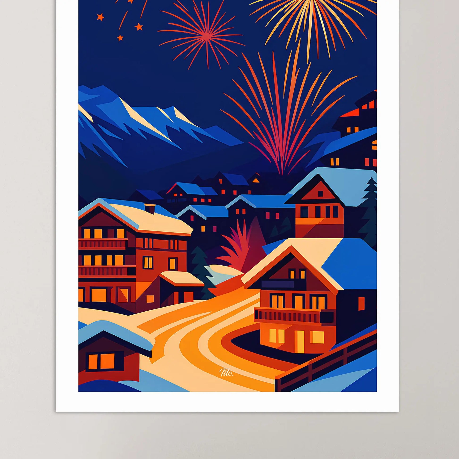 Affiche Courchevel - Poster vintage, impression artistique murale