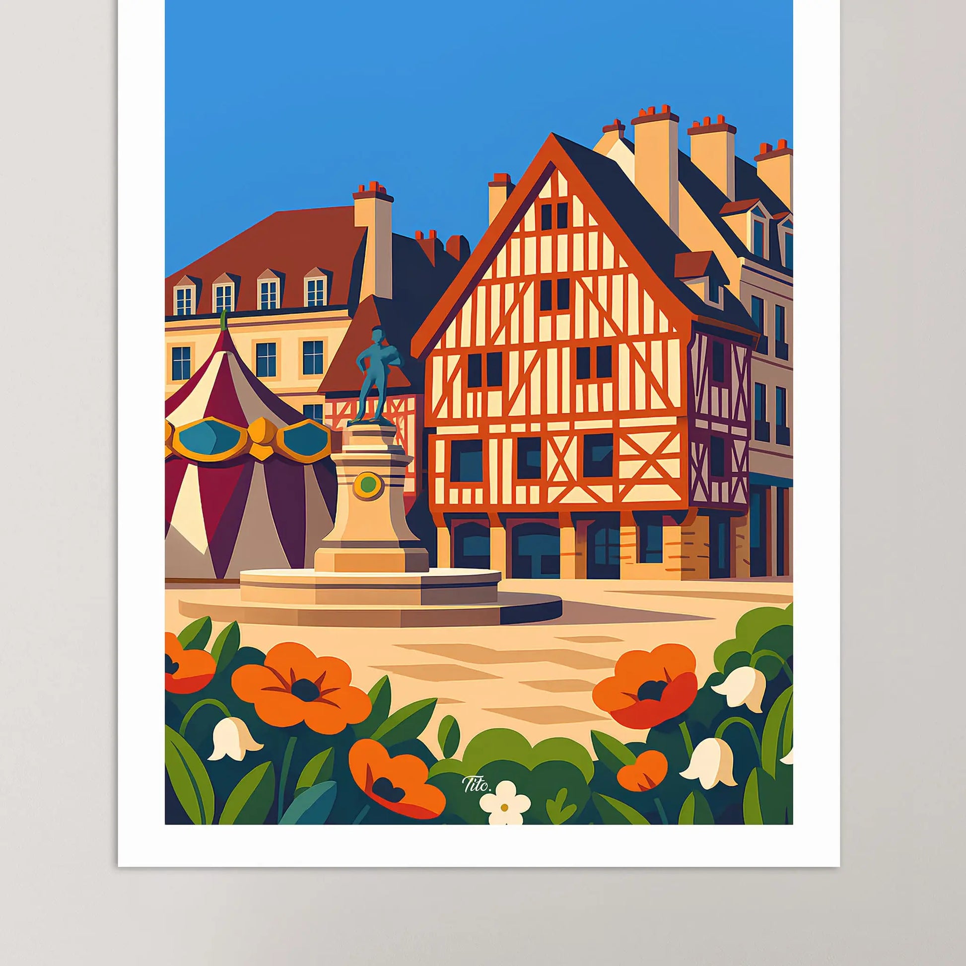 Affiche Dijon - Poster vintage, impression artistique murale