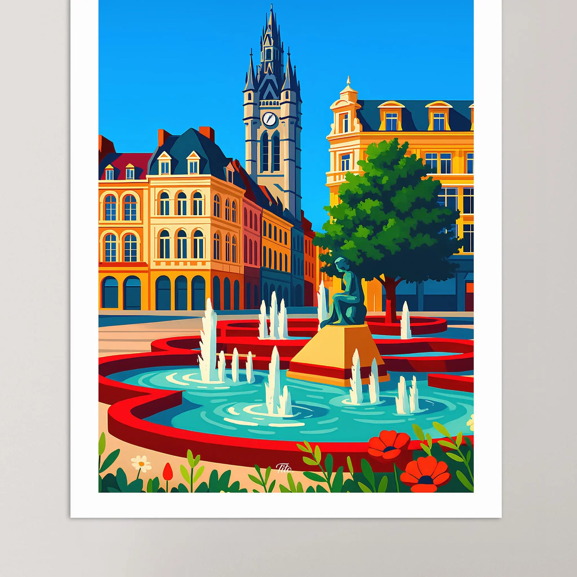 Affiche Douai - Poster vintage, impression artistique murale