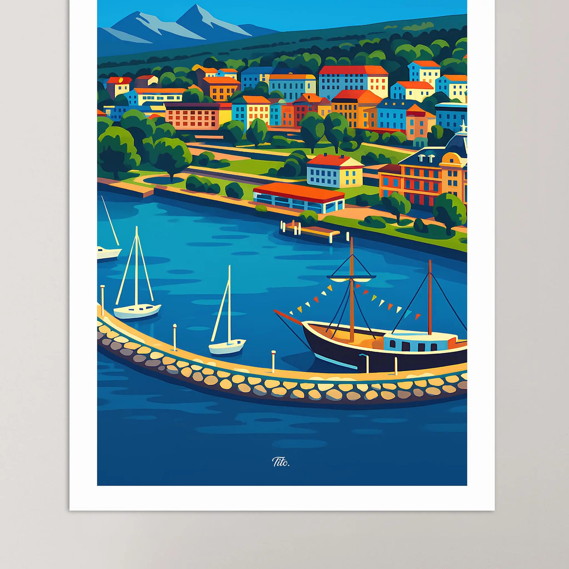 Affiche Évian-les-Bains - Poster vintage, impression artistique murale