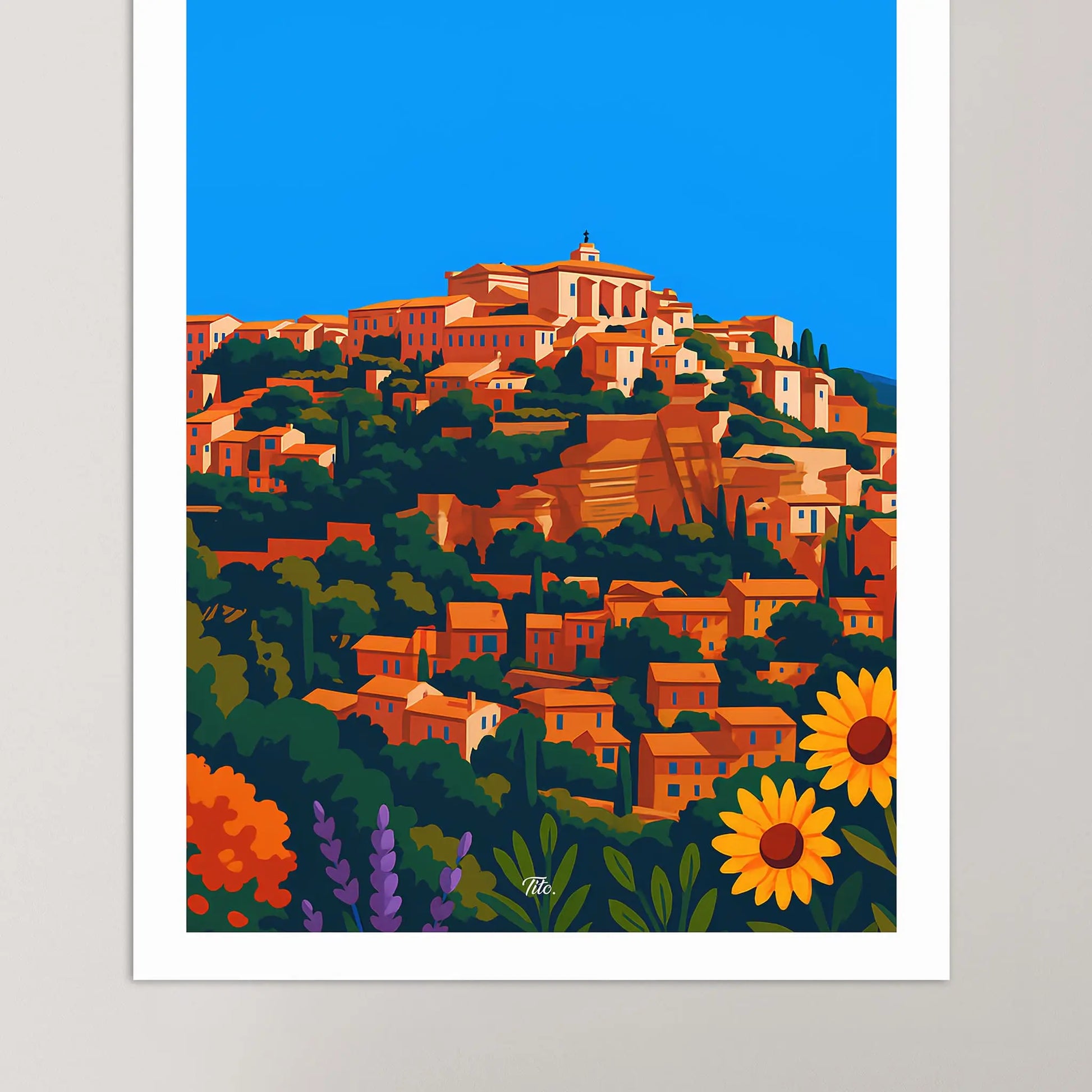 Affiche Gordes - Poster vintage, impression artistique murale