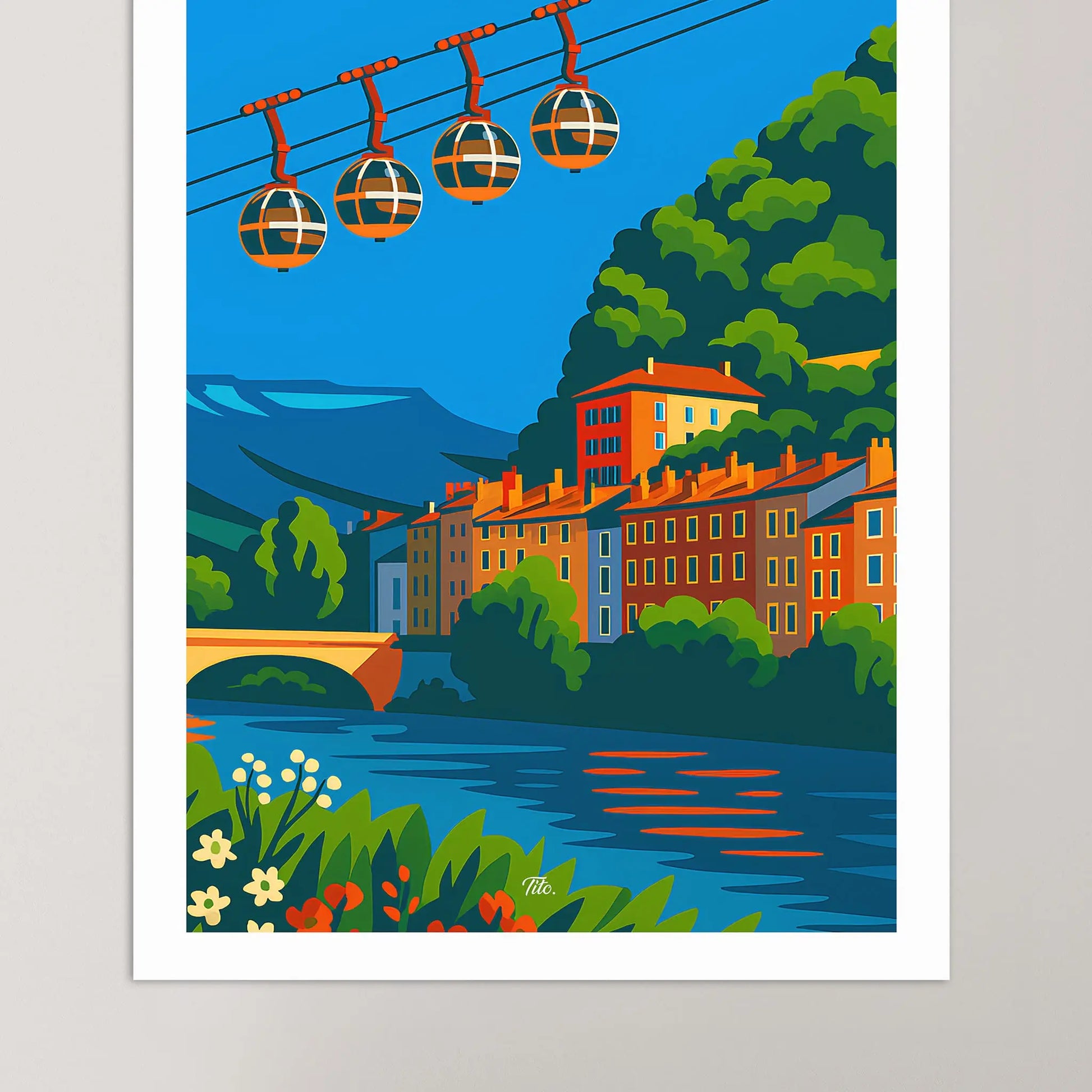 Affiche Grenoble - Poster vintage, impression artistique murale