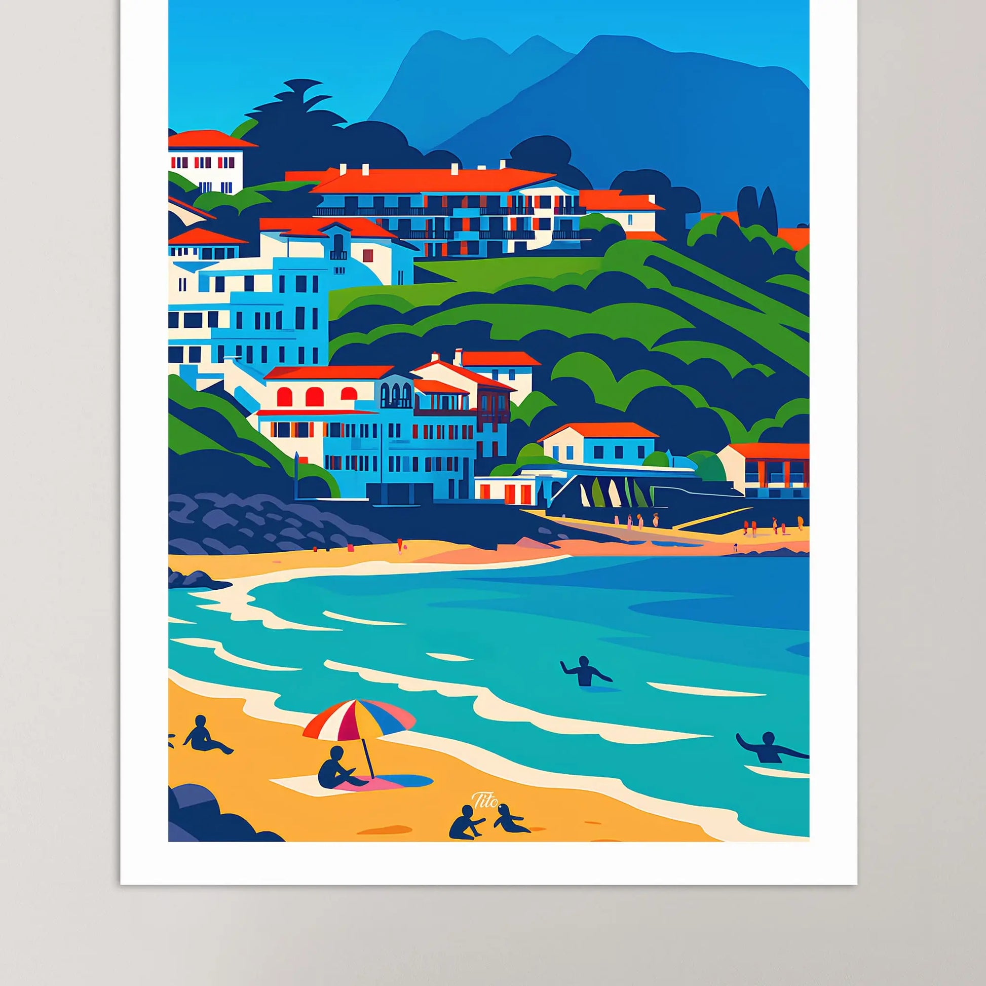 Affiche Guéthary - Poster vintage, impression artistique murale