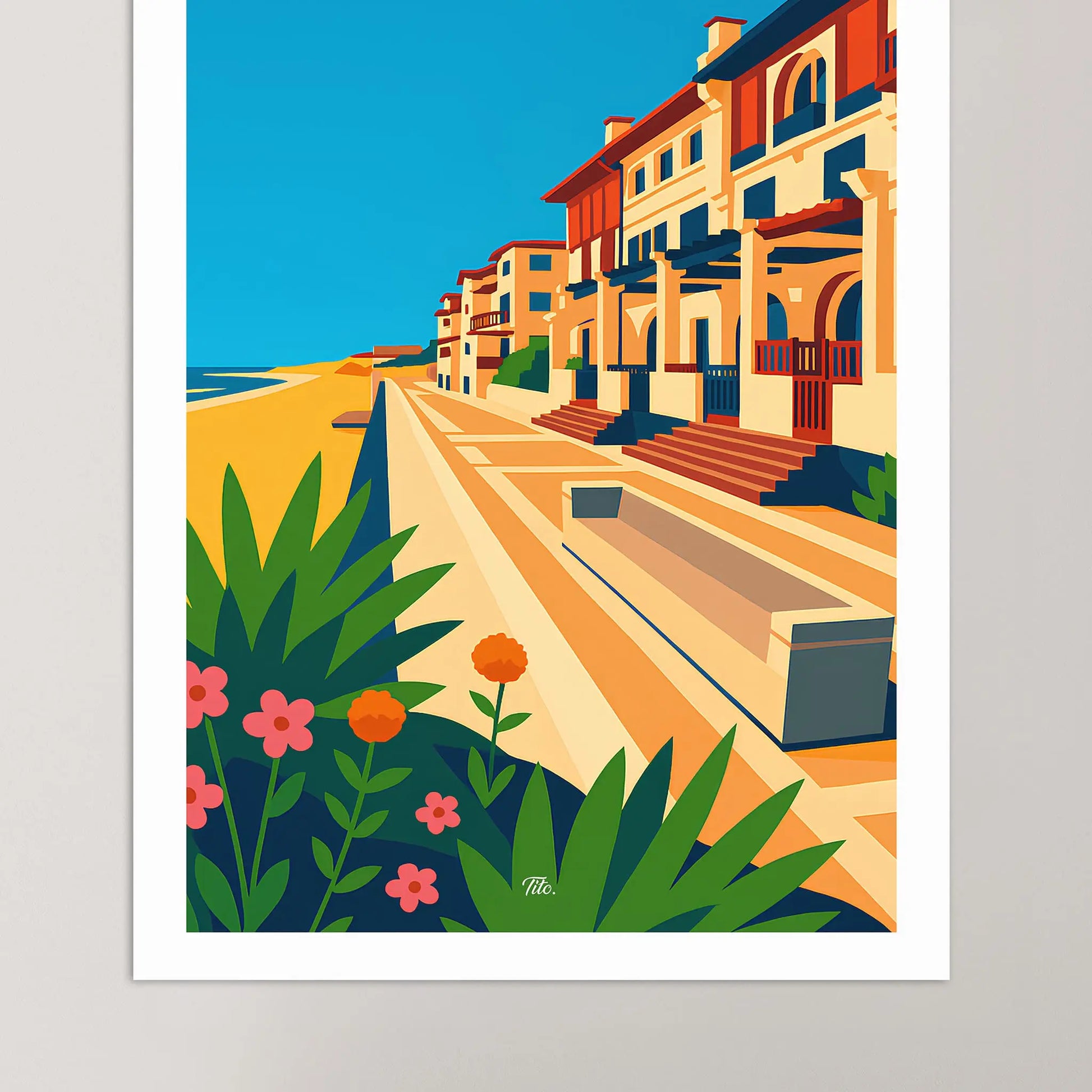 Affiche Hossegor - Poster vintage, impression artistique murale