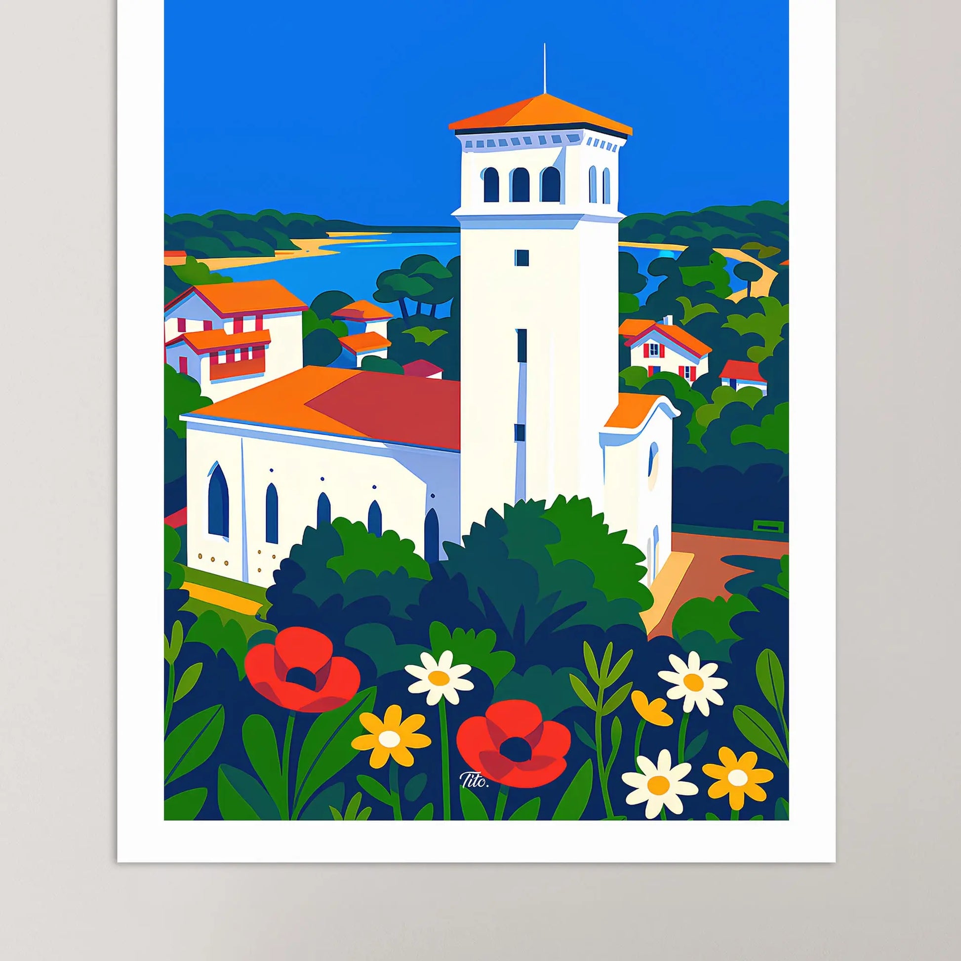 Affiche Hossegor - Poster vintage, impression artistique murale