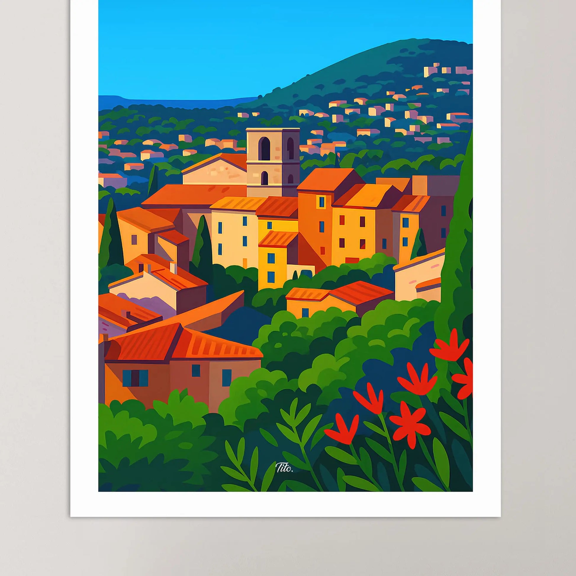 Affiche Hyères - Poster vintage, impression artistique murale