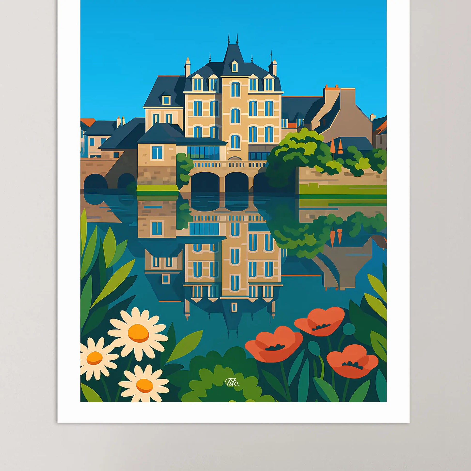 Affiche Landerneau - Poster vintage, impression artistique murale