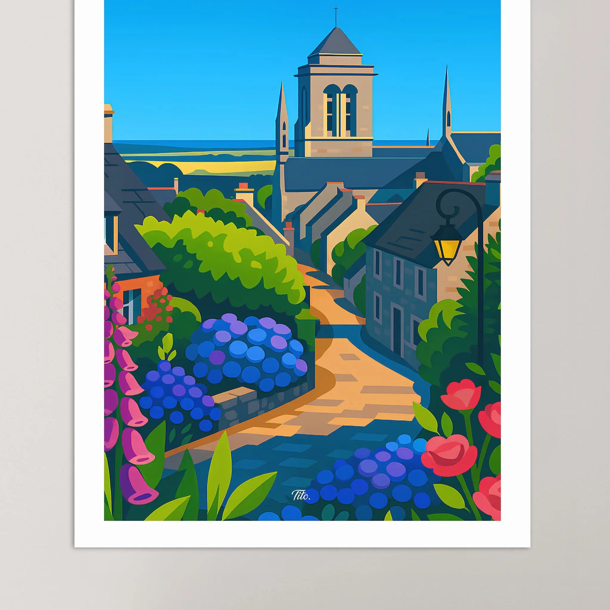 Affiche Locronan - Poster vintage, impression artistique murale