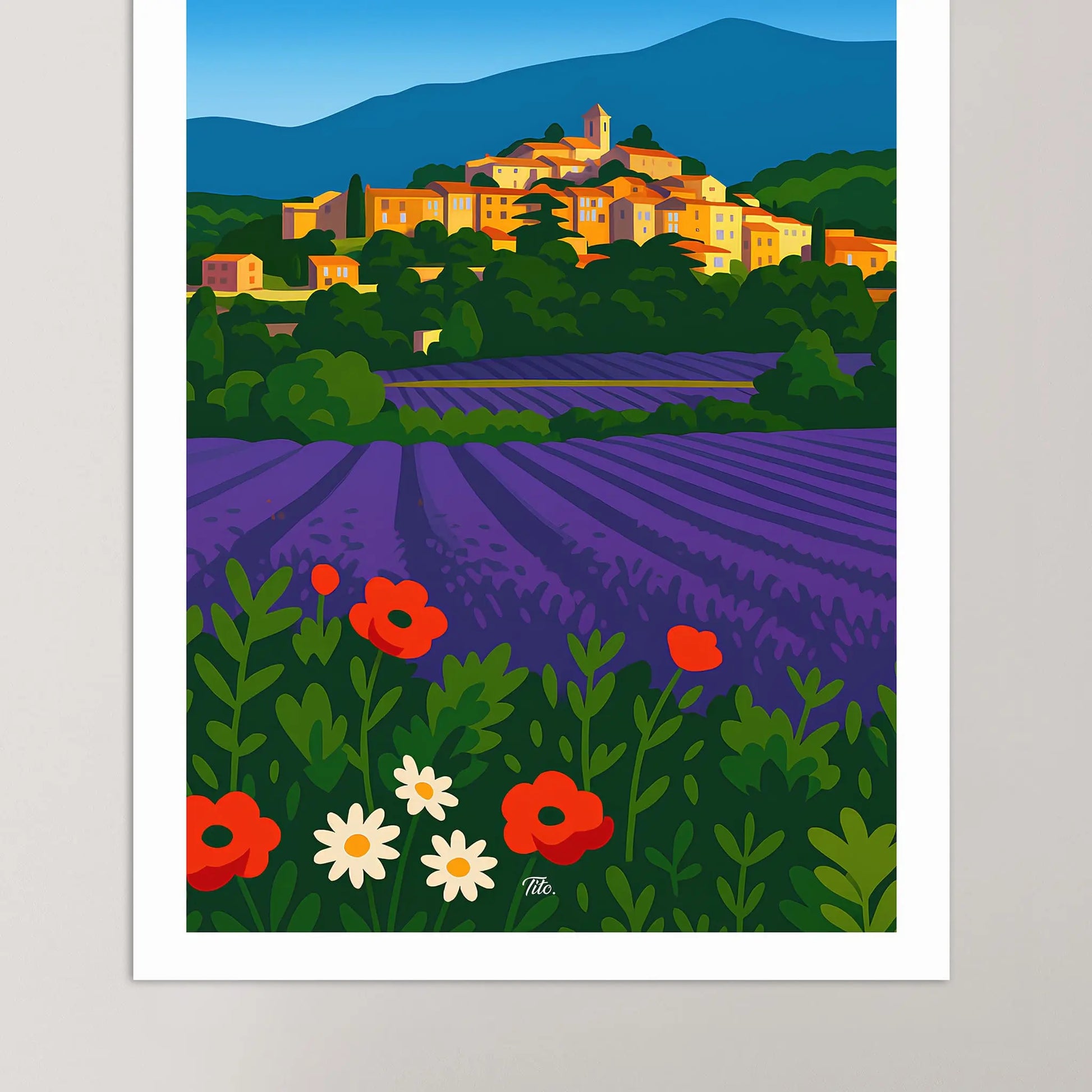 Affiche Le Luberon - Poster vintage, impression artistique murale