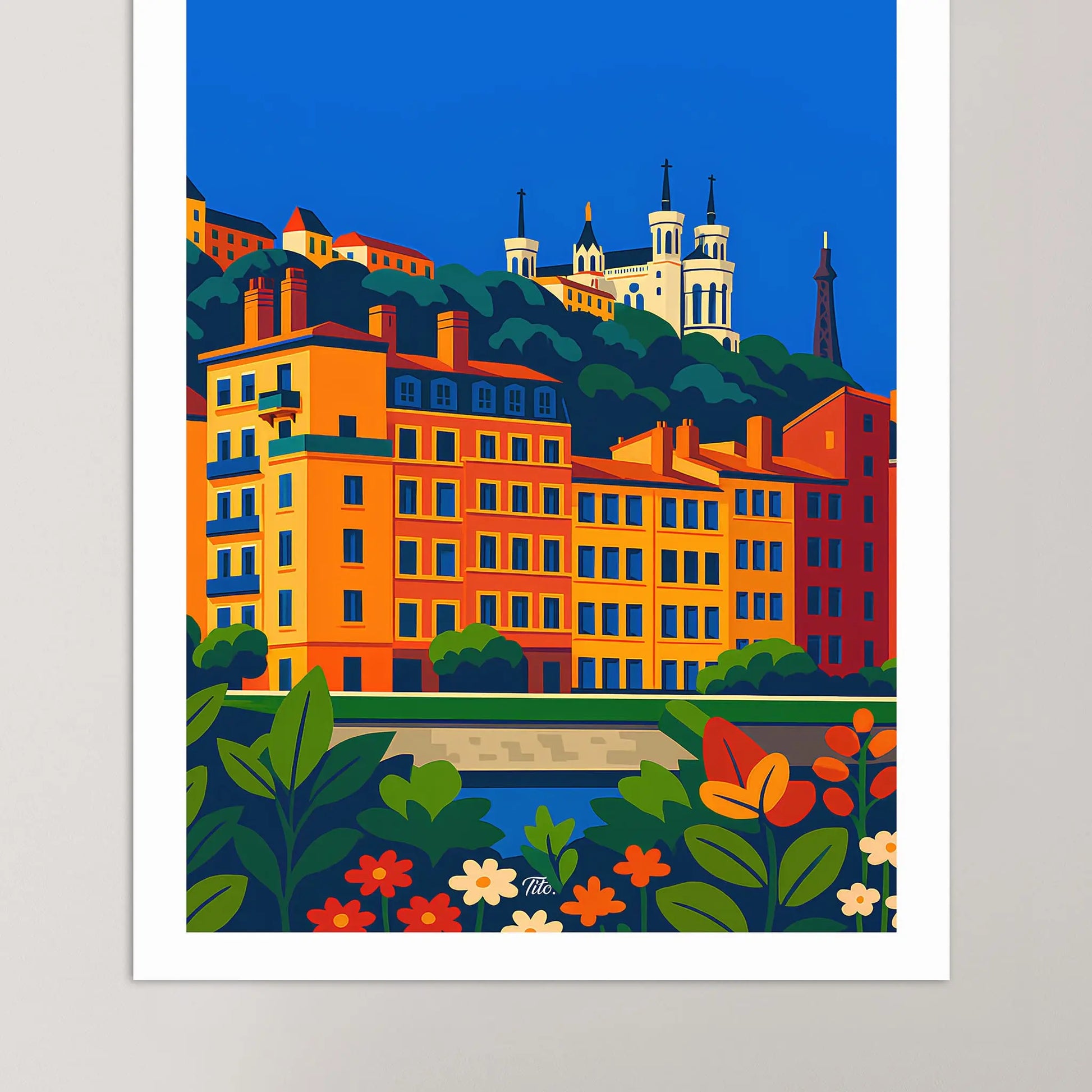 Affiche Lyon - Poster vintage, impression artistique murale