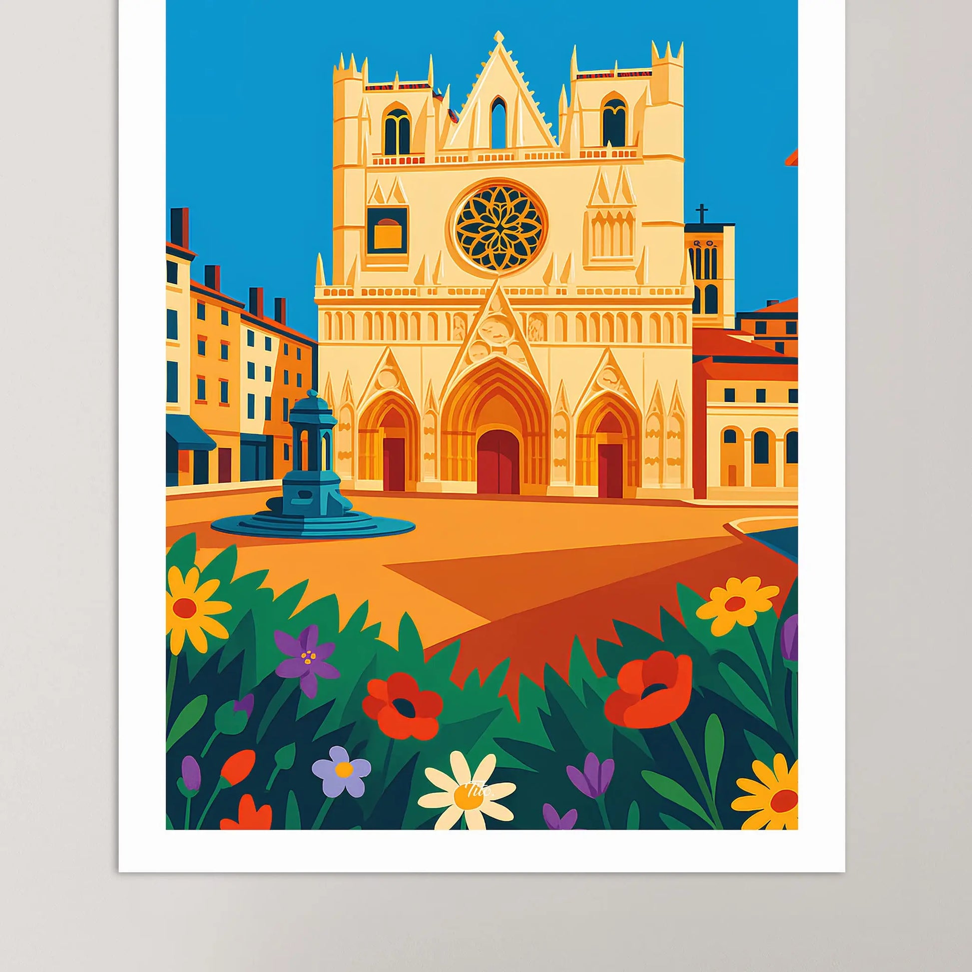 Affiche Lyon - Poster vintage, impression artistique murale