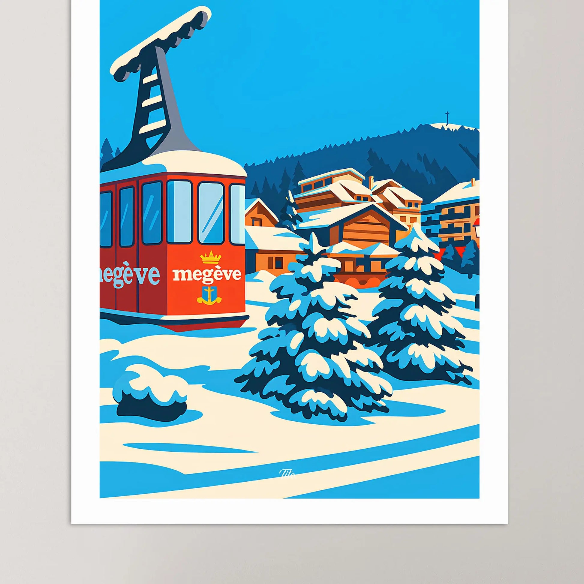 Affiche Megève - Poster vintage, impression artistique murale