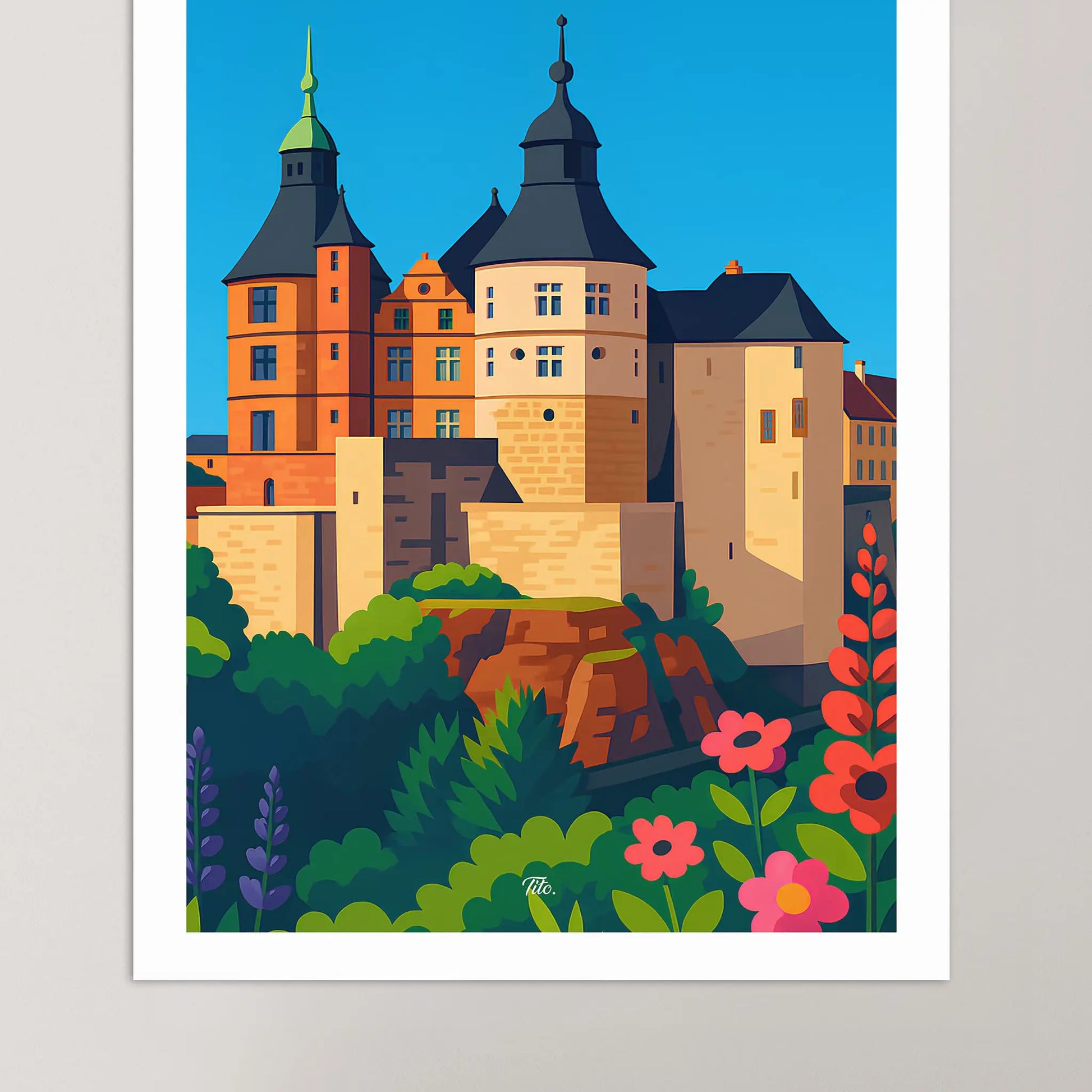 Affiche Montbéliard - Poster vintage, impression artistique murale