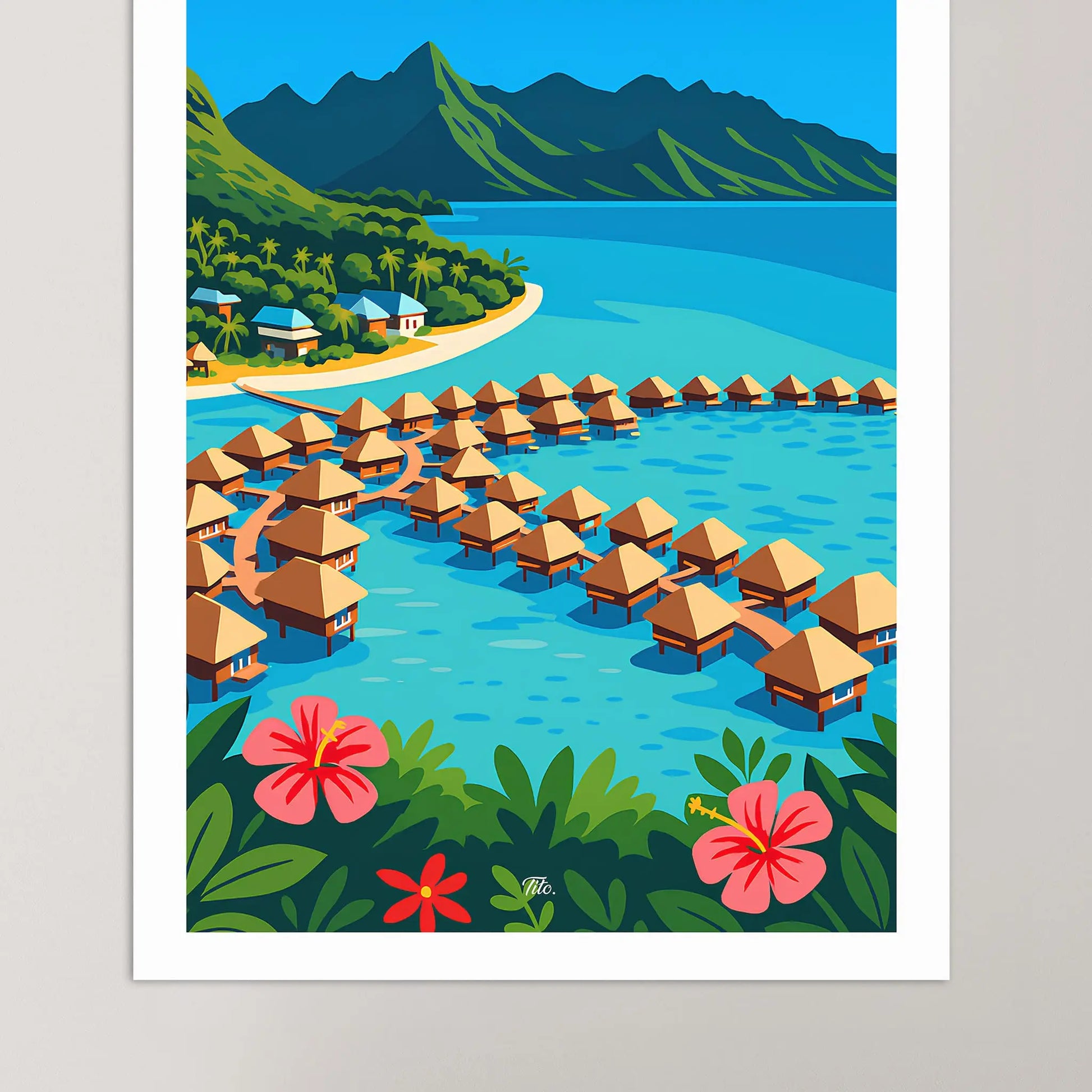 Affiche Moorea - Poster vintage, impression artistique murale