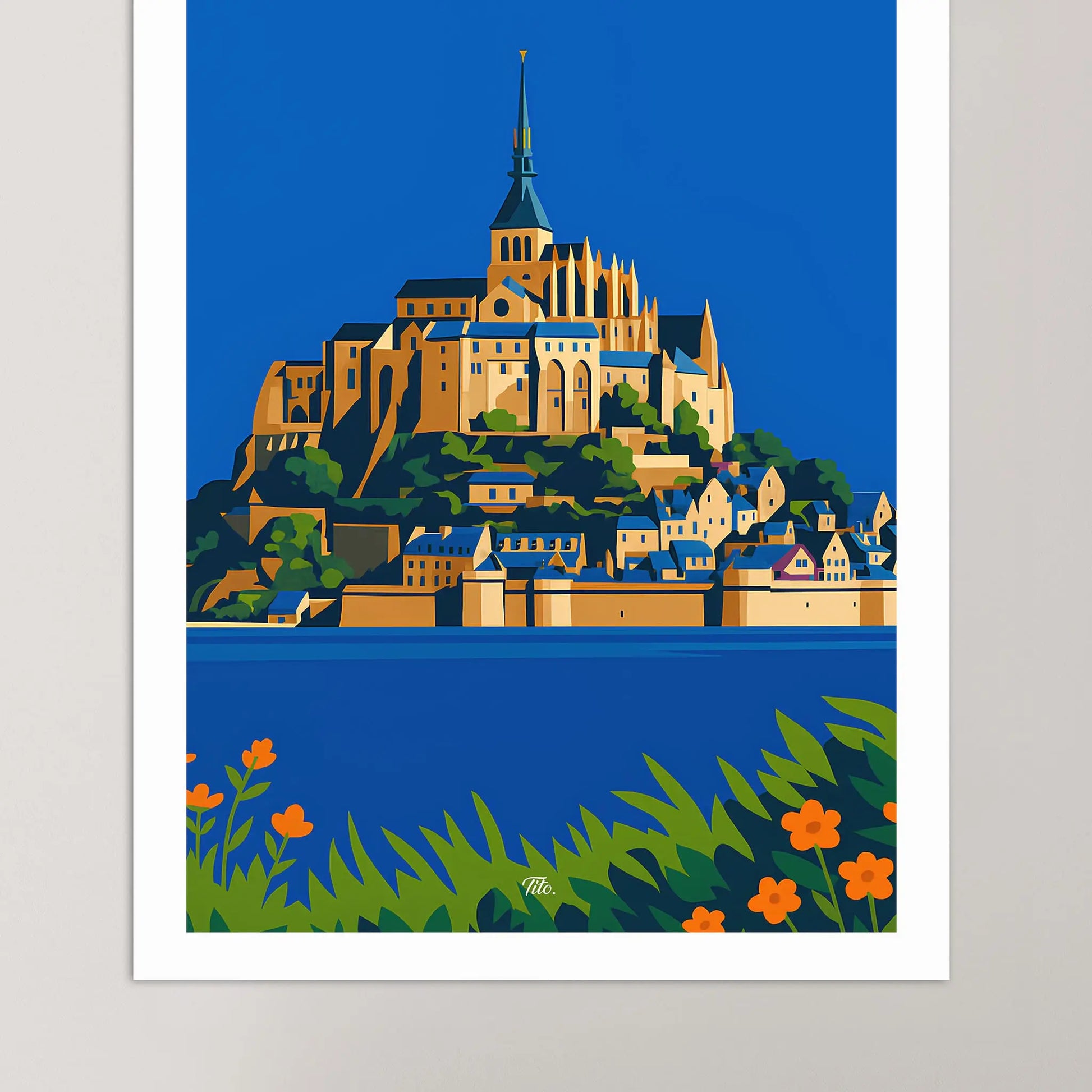 Affiche Mont-Saint-Michel - Poster vintage, impression artistique murale