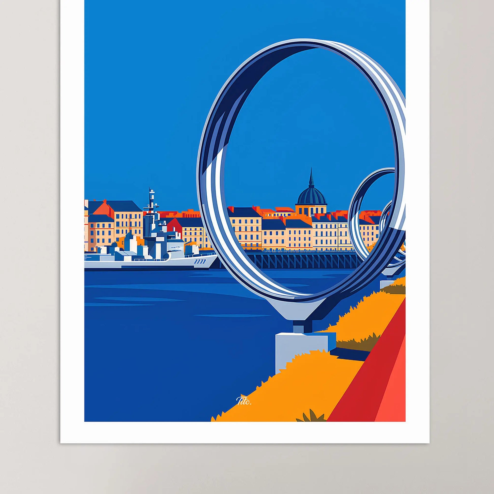 Affiche Nantes - Poster vintage, impression artistique murale