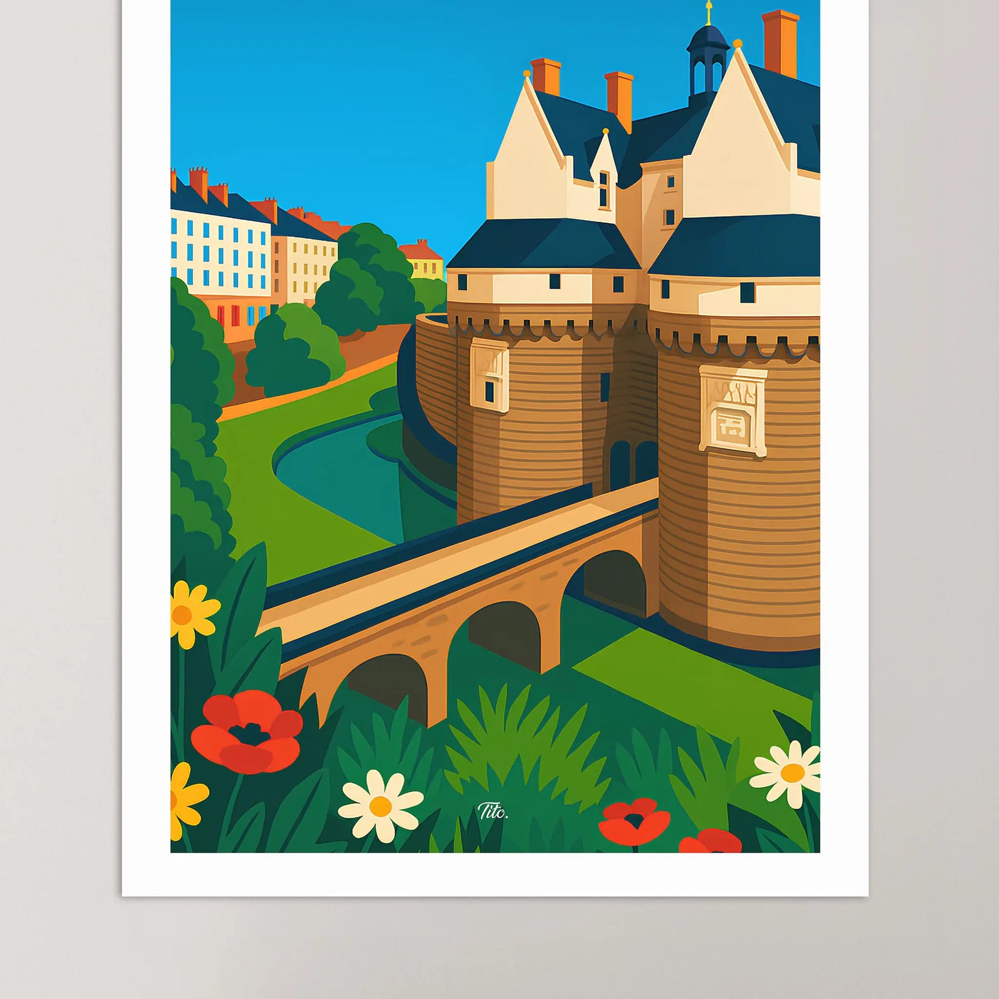 Affiche Nantes - Poster vintage, impression artistique murale