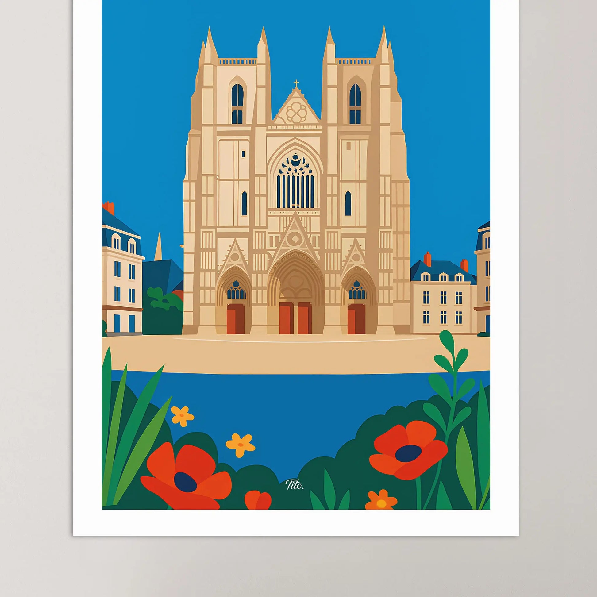 Affiche Nantes - Poster vintage, impression artistique murale