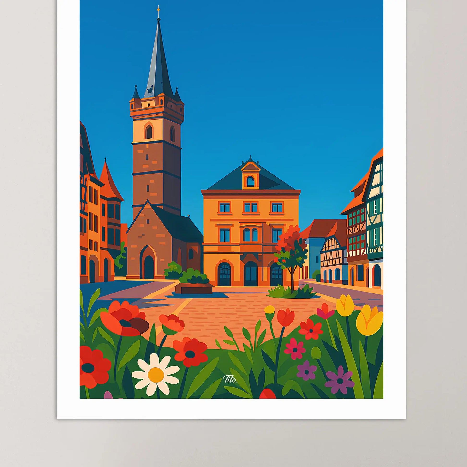 Affiche Obernai - Poster vintage, impression artistique murale