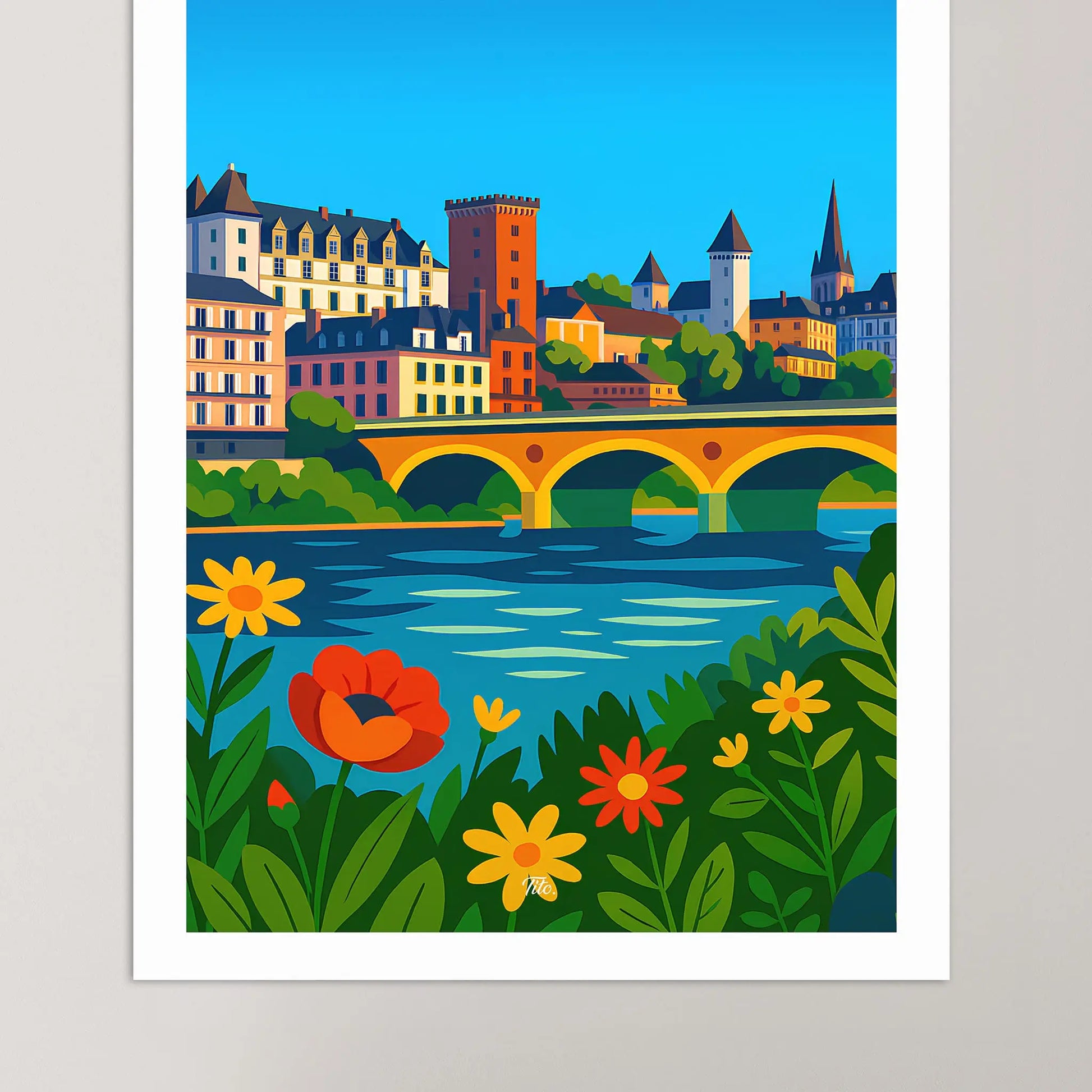 Affiche Pau - Poster vintage, impression artistique murale