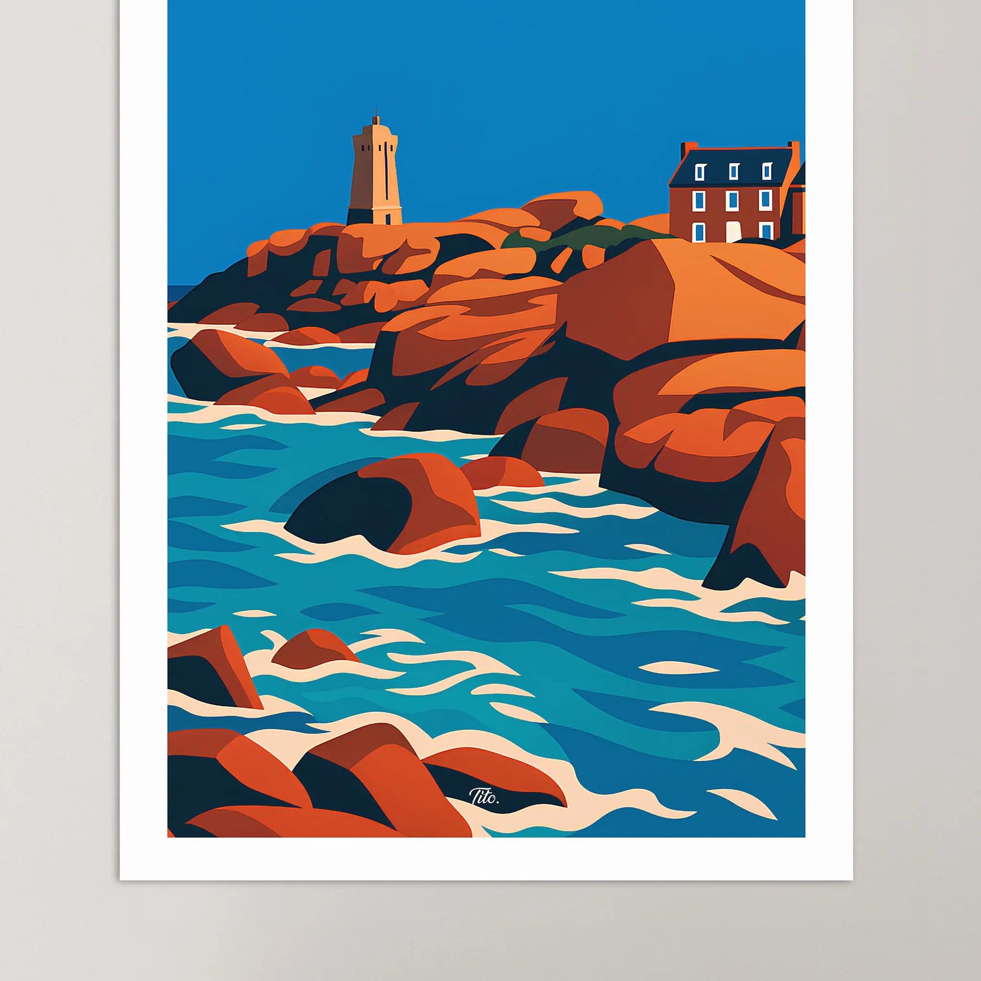 Affiche Perros-Guirec - Poster vintage, impression artistique murale