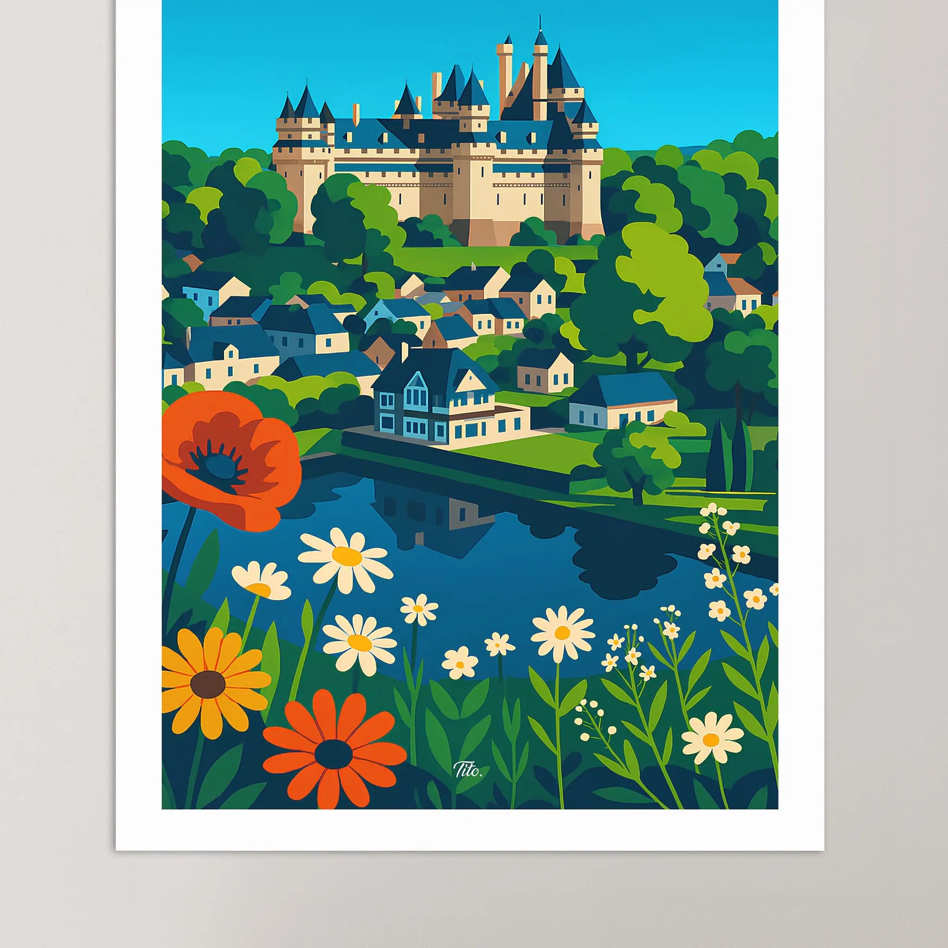 Affiche Pierrefonds - Poster vintage, impression artistique murale