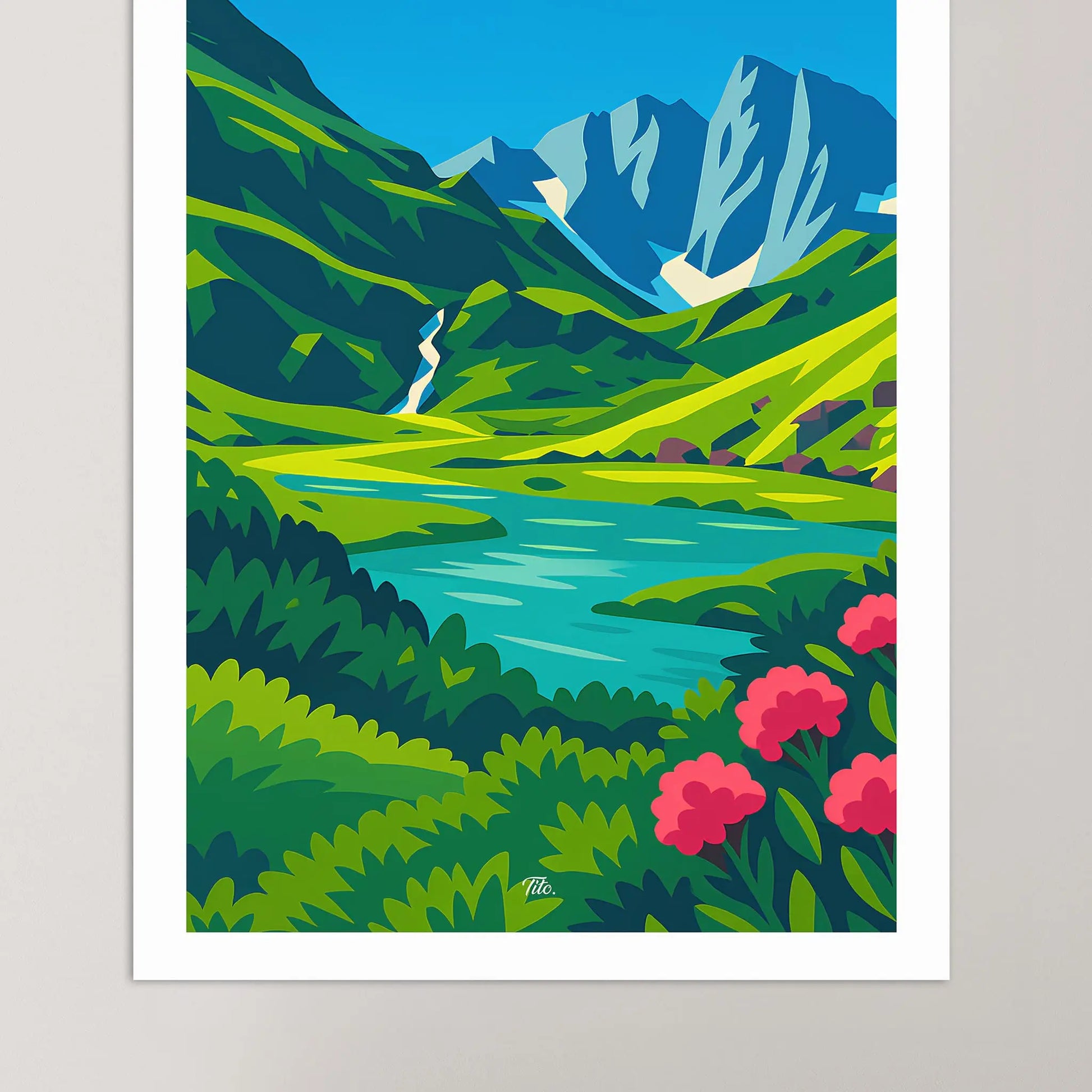 Affiche Pyrénées - Poster vintage, impression artistique murale