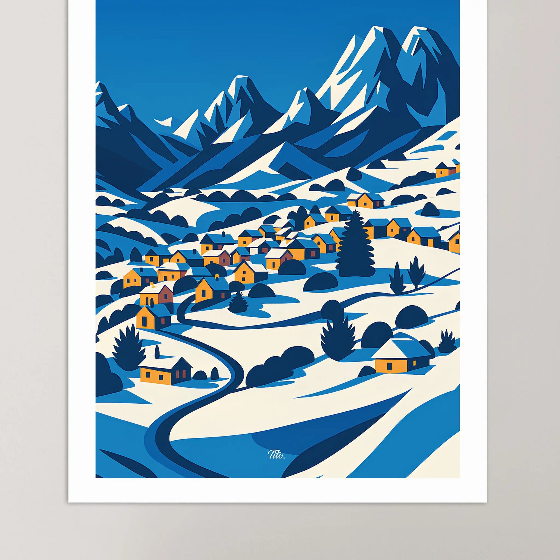 Affiche Pyrénées - Poster vintage, impression artistique murale