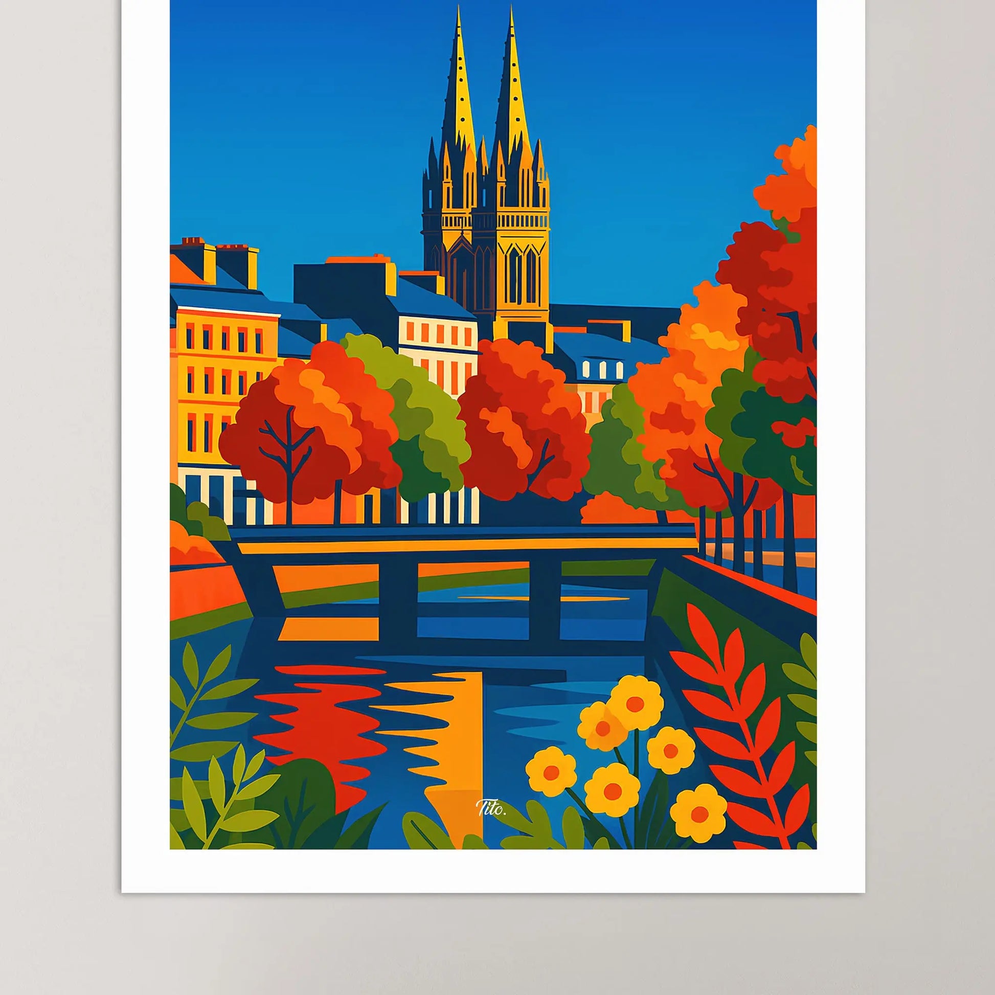 Affiche Quimper - Poster vintage, impression artistique murale