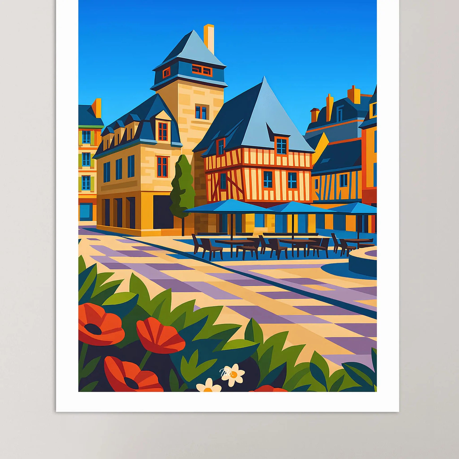 Affiche Quimper - Poster vintage, impression artistique murale