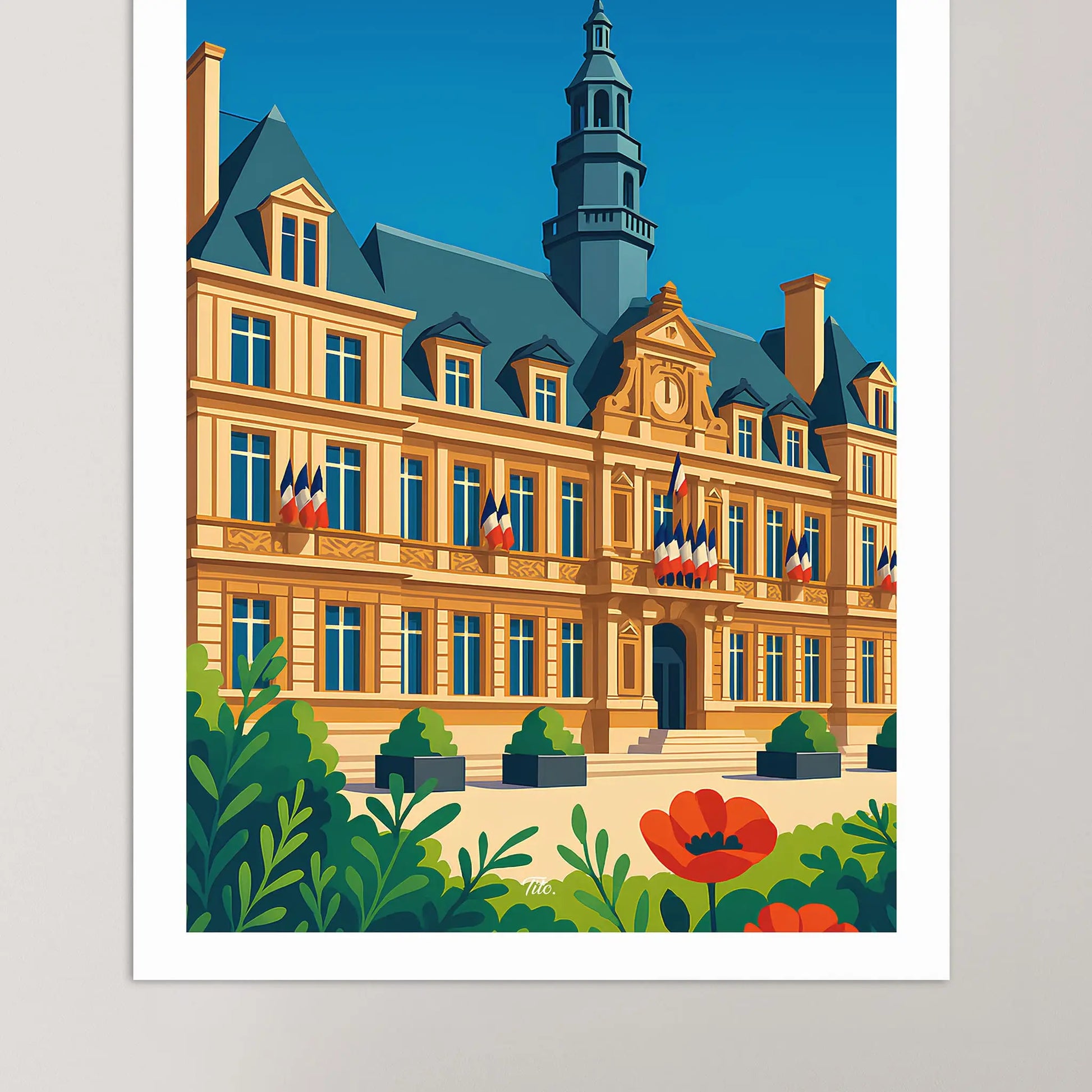 Affiche Reims - Poster vintage, impression artistique murale